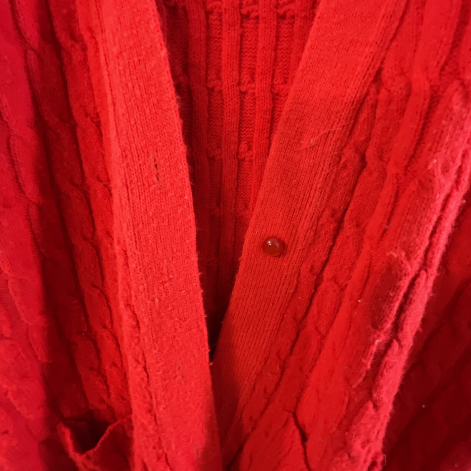 Vintage Billie Jo Woman’s Red Cable Knit Cardigan Sweater Vest Read