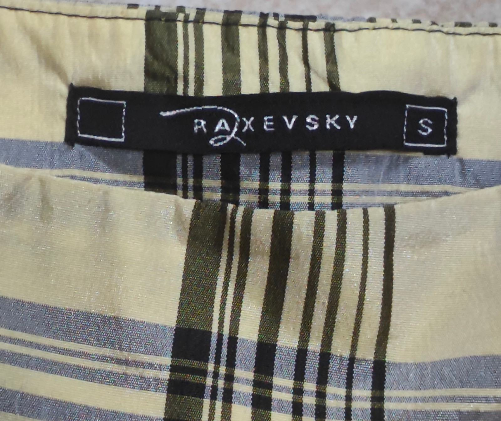 Vintage Raxevsky Women’s Yellow Cream Plaid Top & Skirt Set Made in Greece
