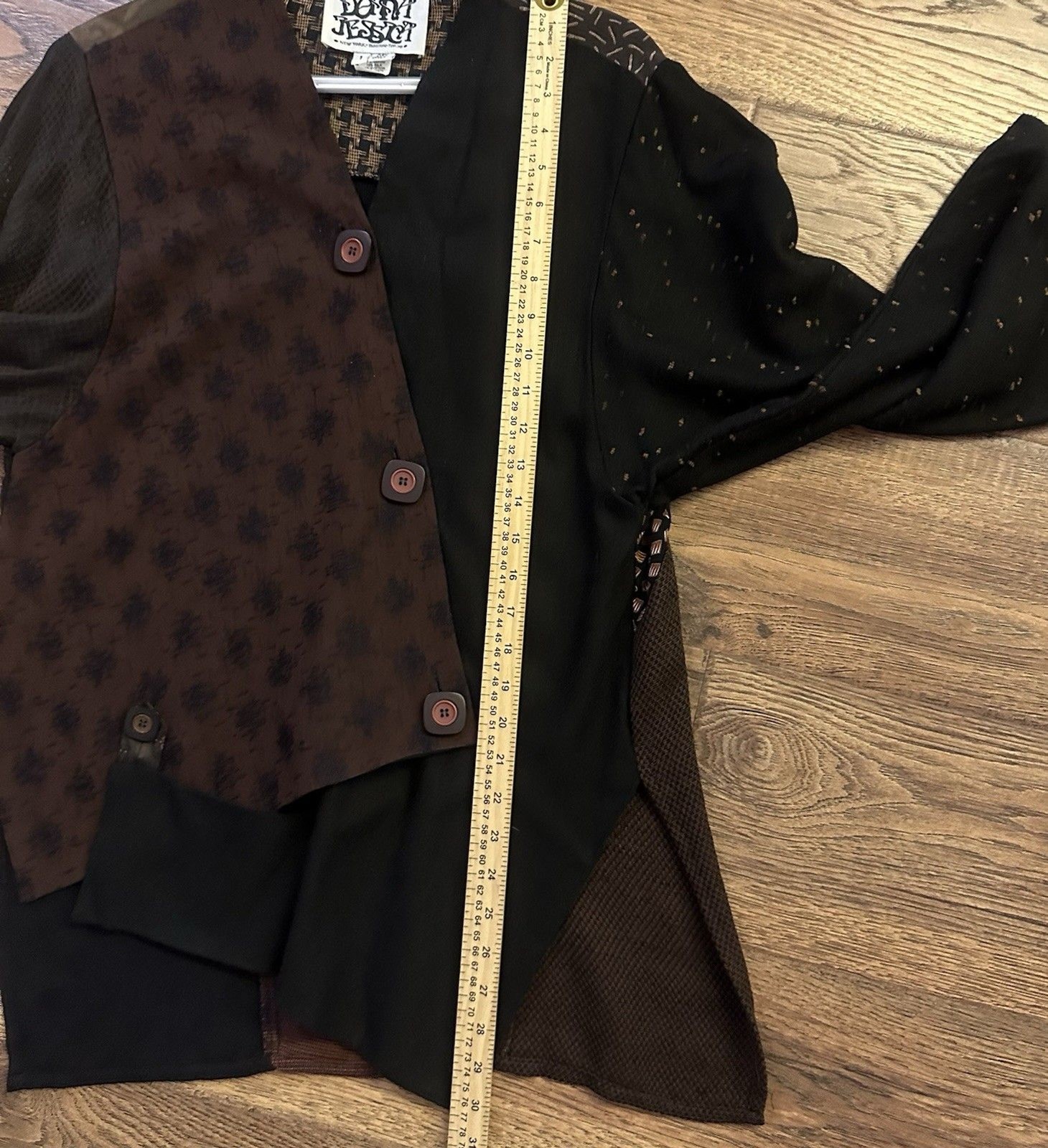 Vintage Donna Jessica Art To Wear Medium Patchwork Silk Blend Blouse Jacket