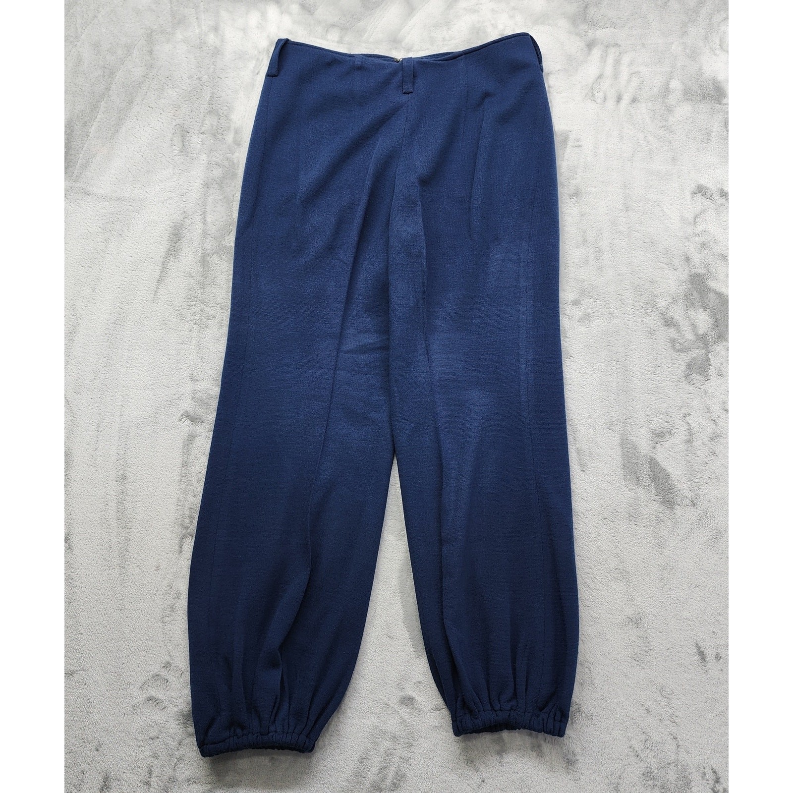 Vintage Batik High Rise Front Metal Zip Knit Jogger Pant Size 48 12 Blue Stretch