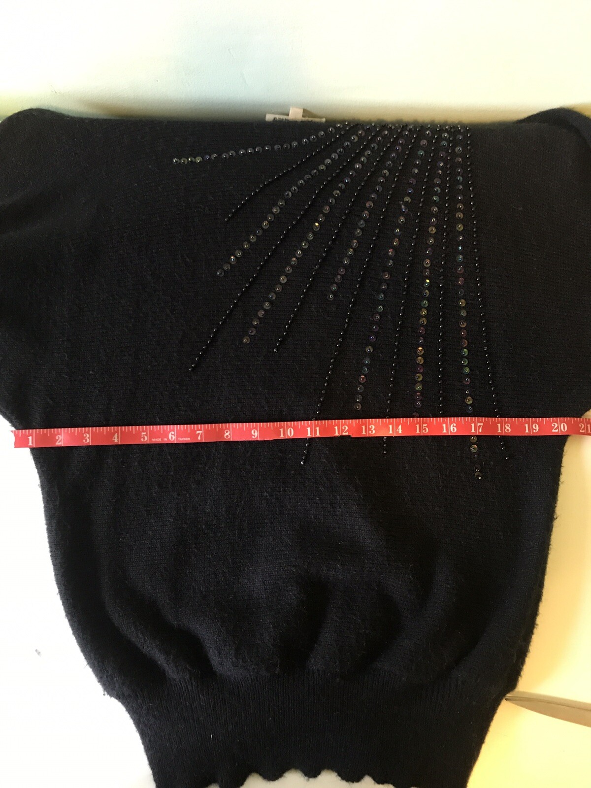True Vintage 1980s Cyn Les Shirlee Designs Black Beaded Batwing Sweater Large
