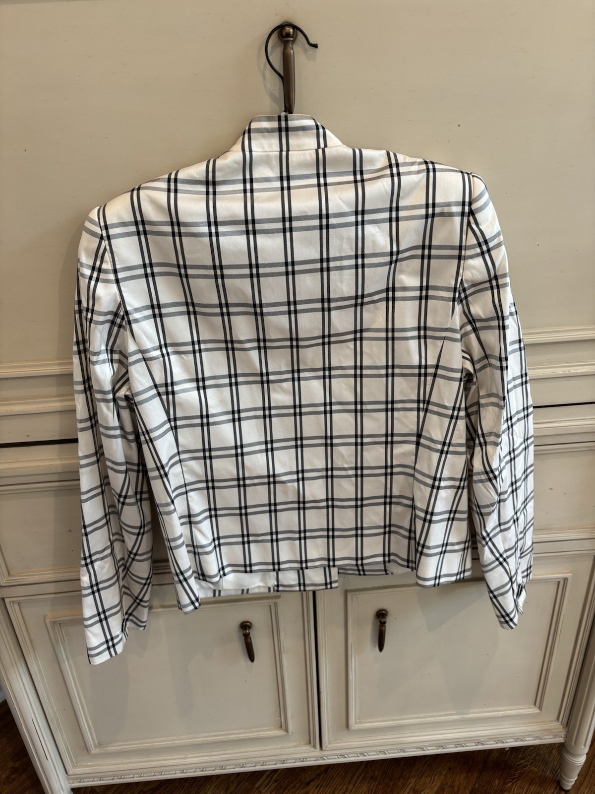 Vintage Carlisle Black White Plaid Blazer 90s Retro Size 8 Button Down