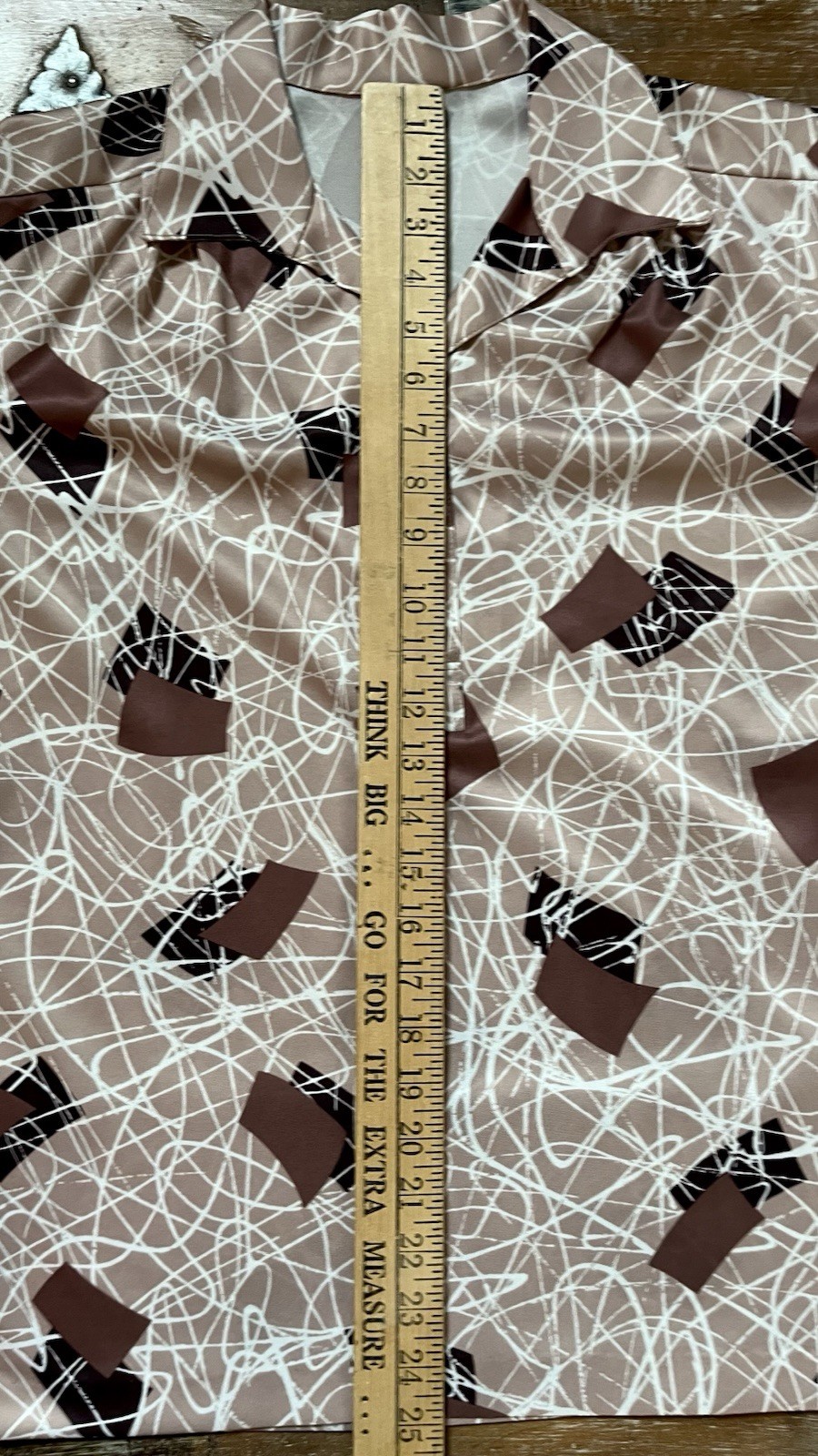 VTG John Abbott 60-70s Blouse Short Sleeve-Button Shirt RETRO-Abstract-14 L-XL