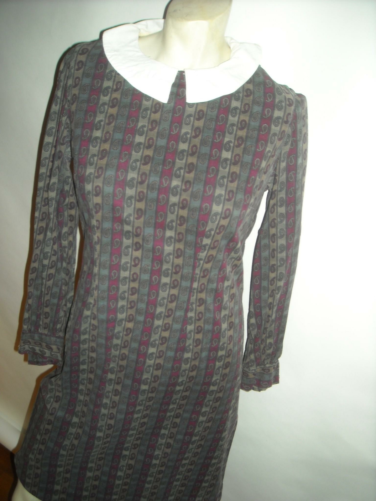 VTG 60 70S WOMENS S QP DOLL CUTE PAISLEY PRINT DISCO HIPPY GO GO DRESS