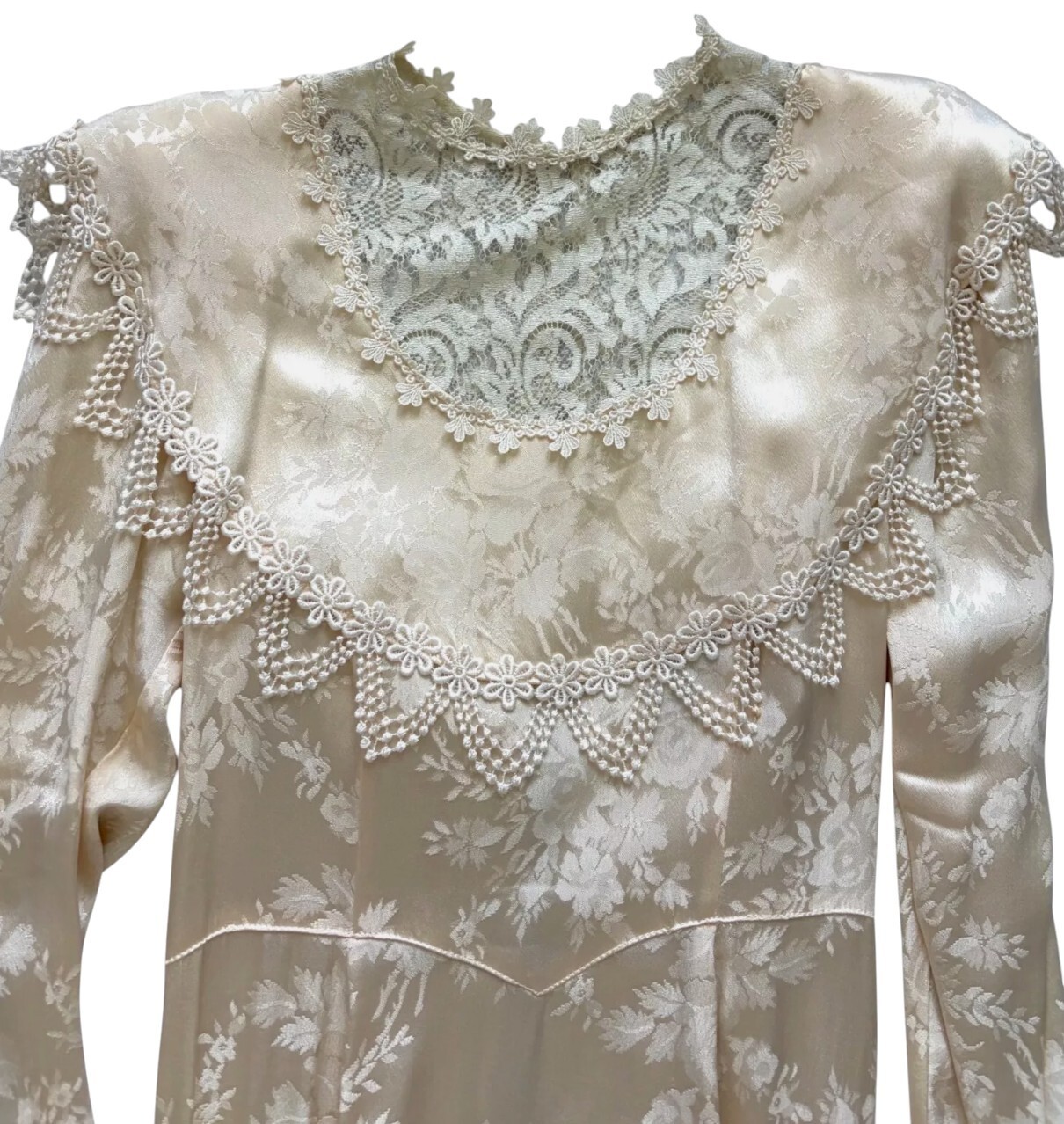 VTG Jessica McClintock Ivory Lace Wedding Dress Sz 4 / 6 Whimsigoth 80’s *READ
