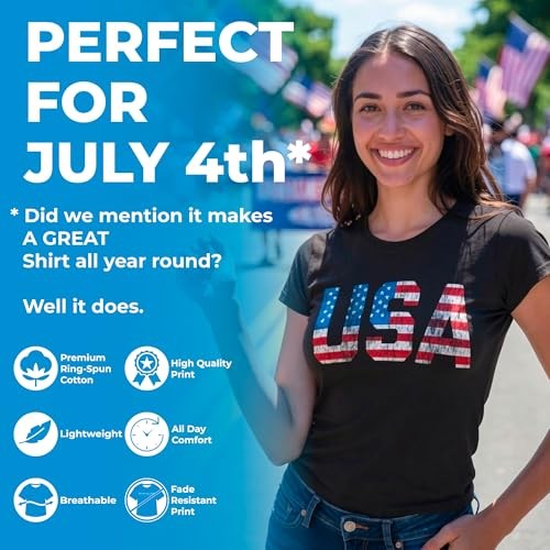 Womens Vintage USA T Shirt Awesome Fourth X-Large Heather Black – Vintage Usa