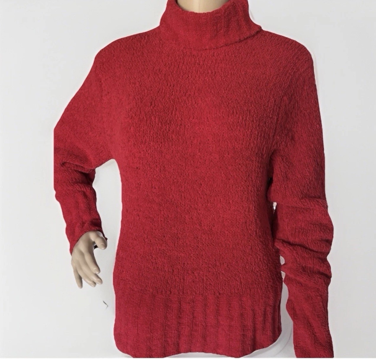 Vintage Designer Pierre Cardin Women’s Size Medium Ribbed Red Turtleneck Sweater