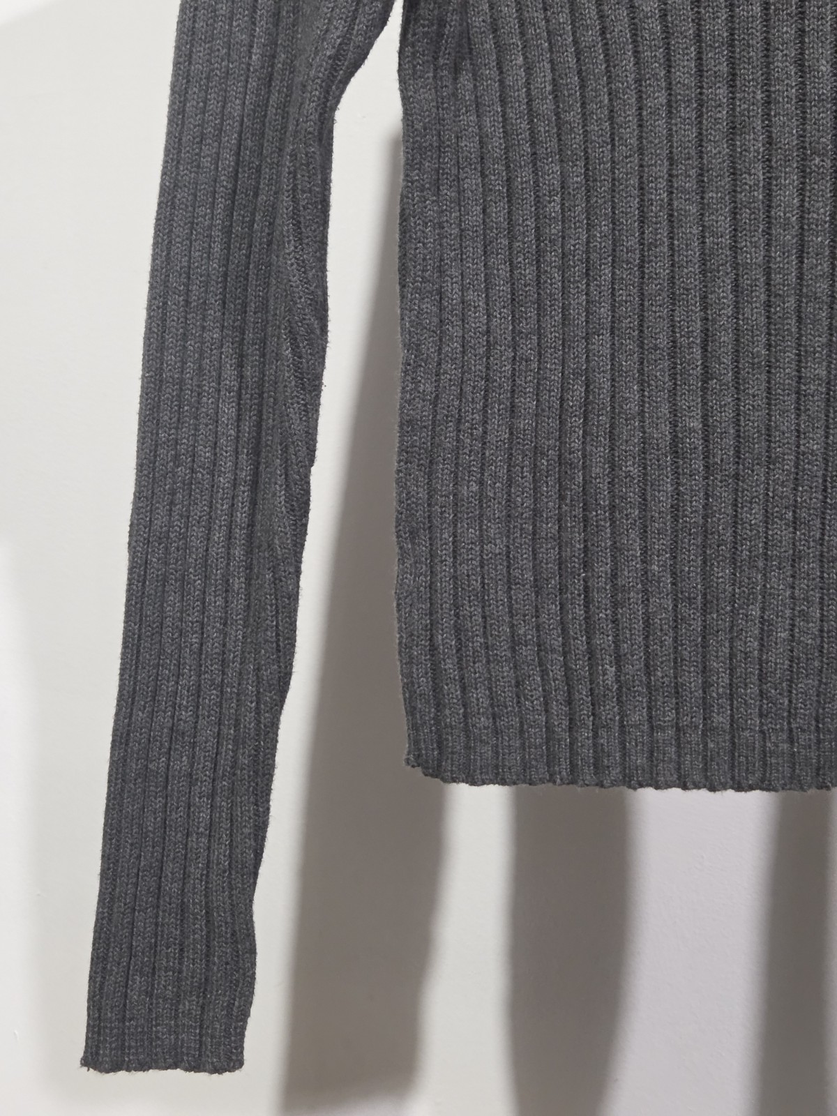 Jamie Scott Turtleneck Sweater Large Grey Womens Rib Knit 100% Cotton