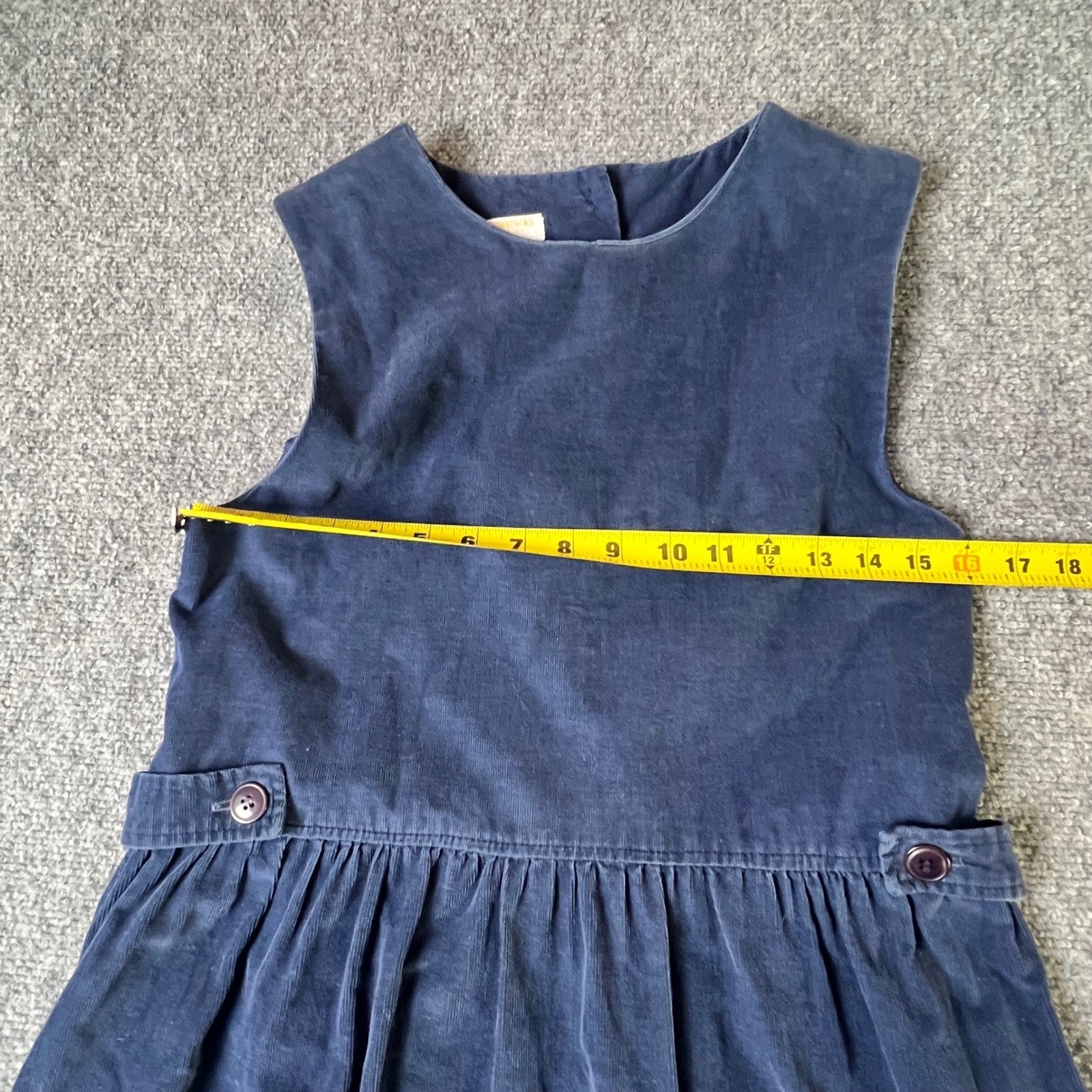 Brooks Brothers Vintage Navy Blue Corduroy Dress Button Back Made in USA 6