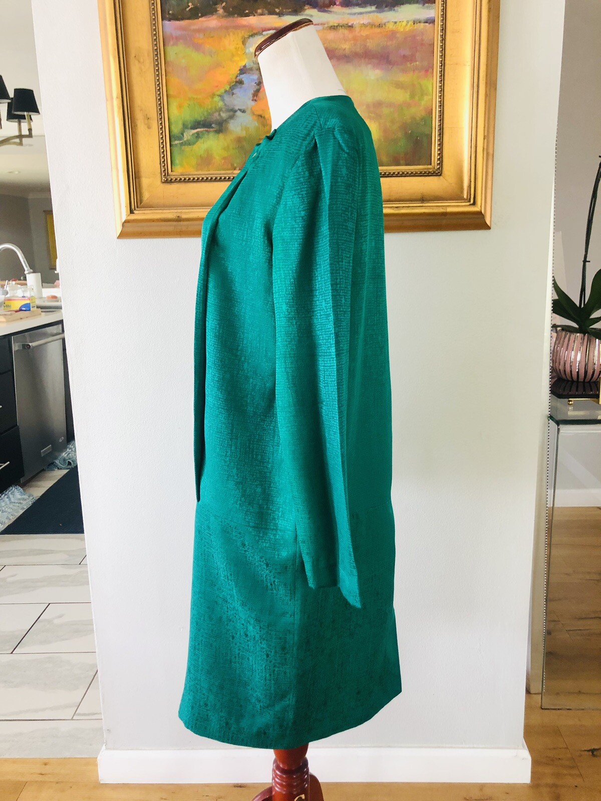 VTG Adrianna Papell Safe Silk Silk Blend Emerald Green Dress Size 8