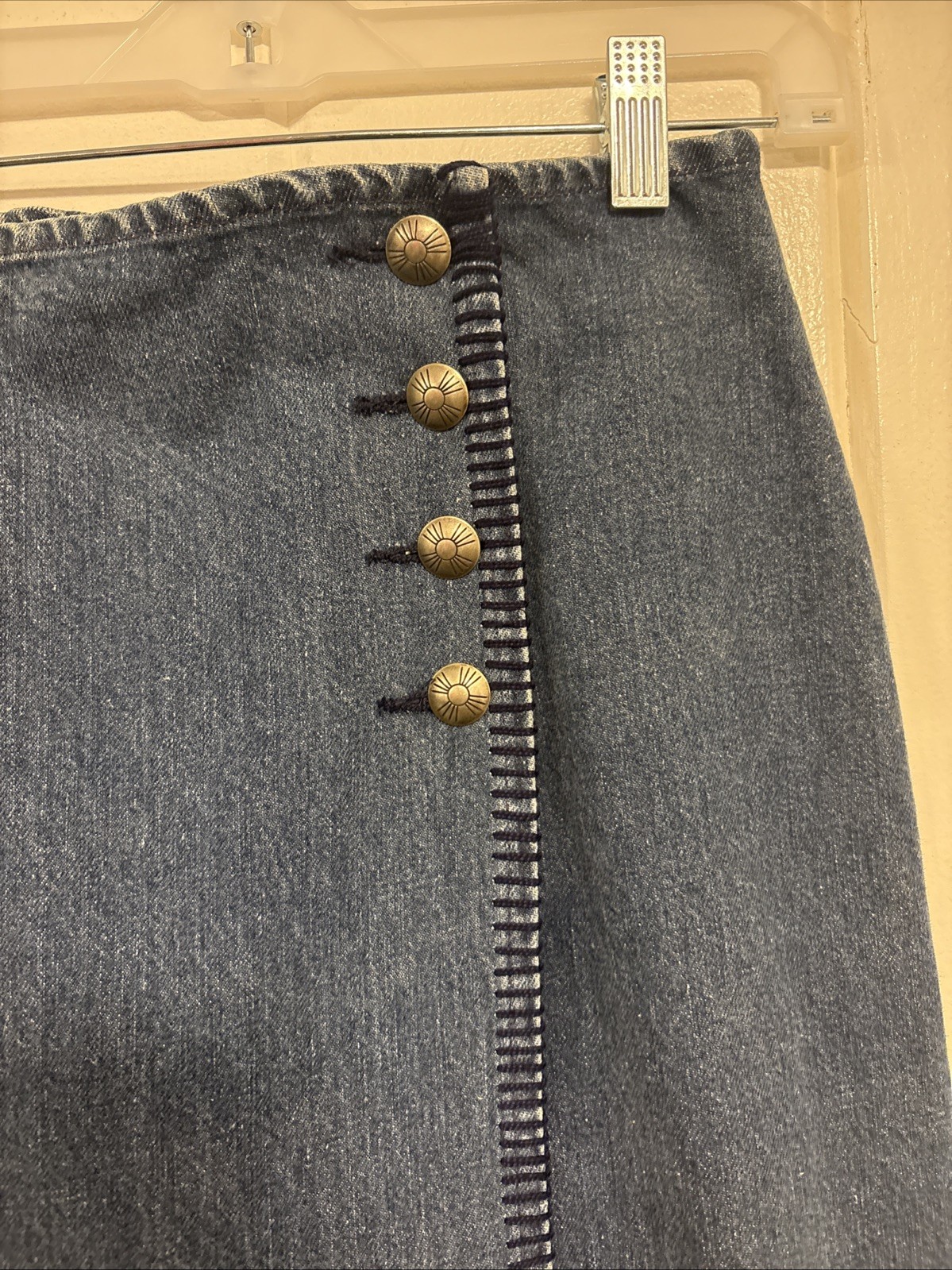 Vintage Ralph Lauren Sz 8 Blue Country Denim Maxi Wrap Skirt Grannycore Cottage