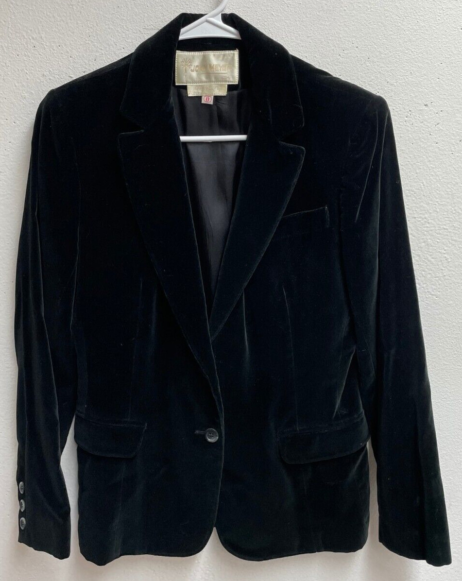 Vtg John Meyer Black Velvet Women’s Blazer Size 8 USA 1970’s Fashion