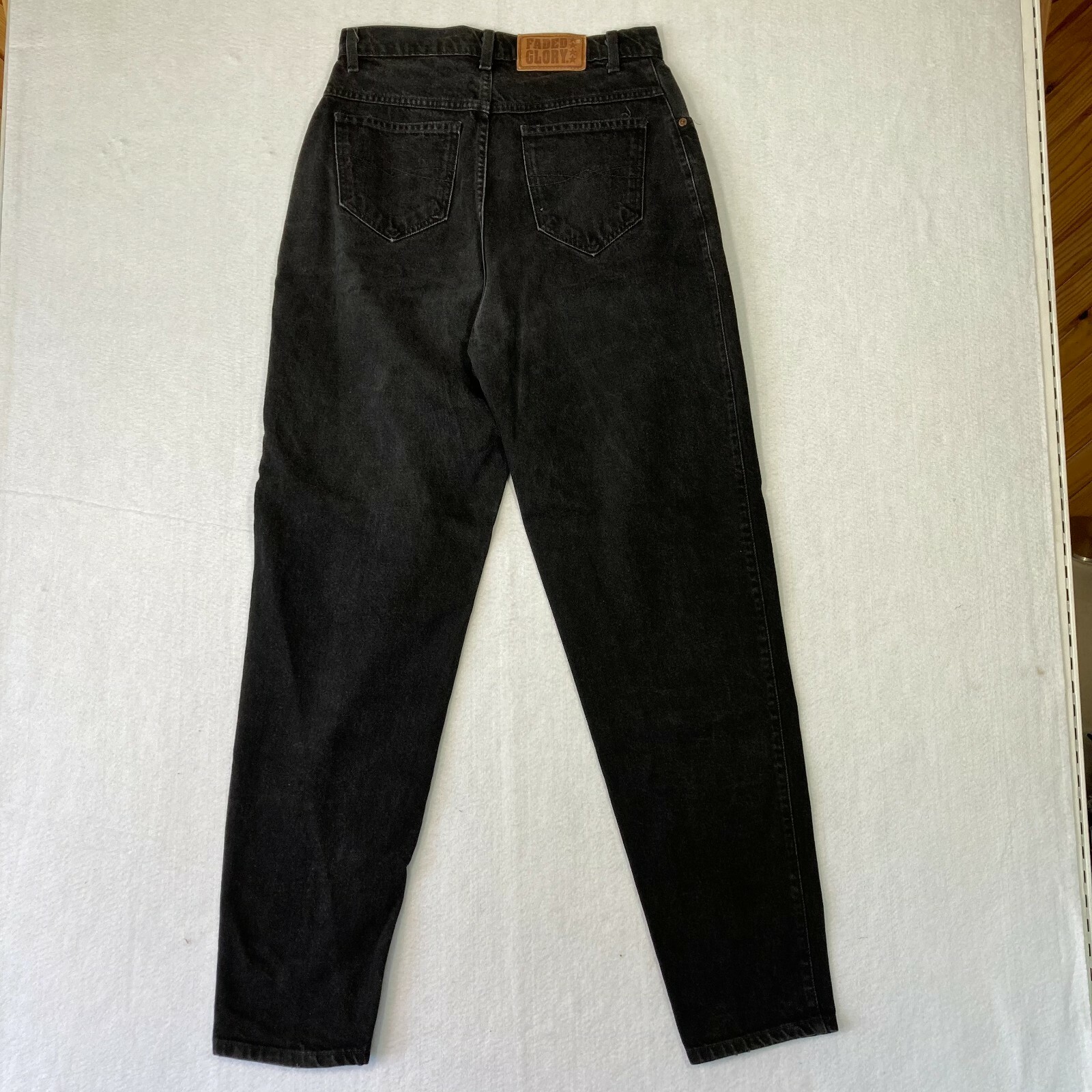 Vintage Mom Jeans Faded Black High Rise Tapered 30×33 Denim Faded Glory Pants