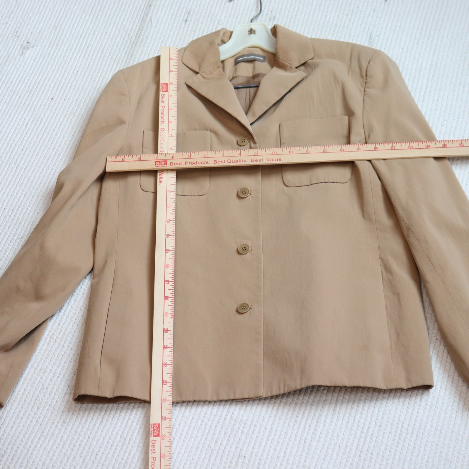 Valerie Stevens Tan 3-Piece Suit Set Blazer Skirt Pants Career Wear Size 8