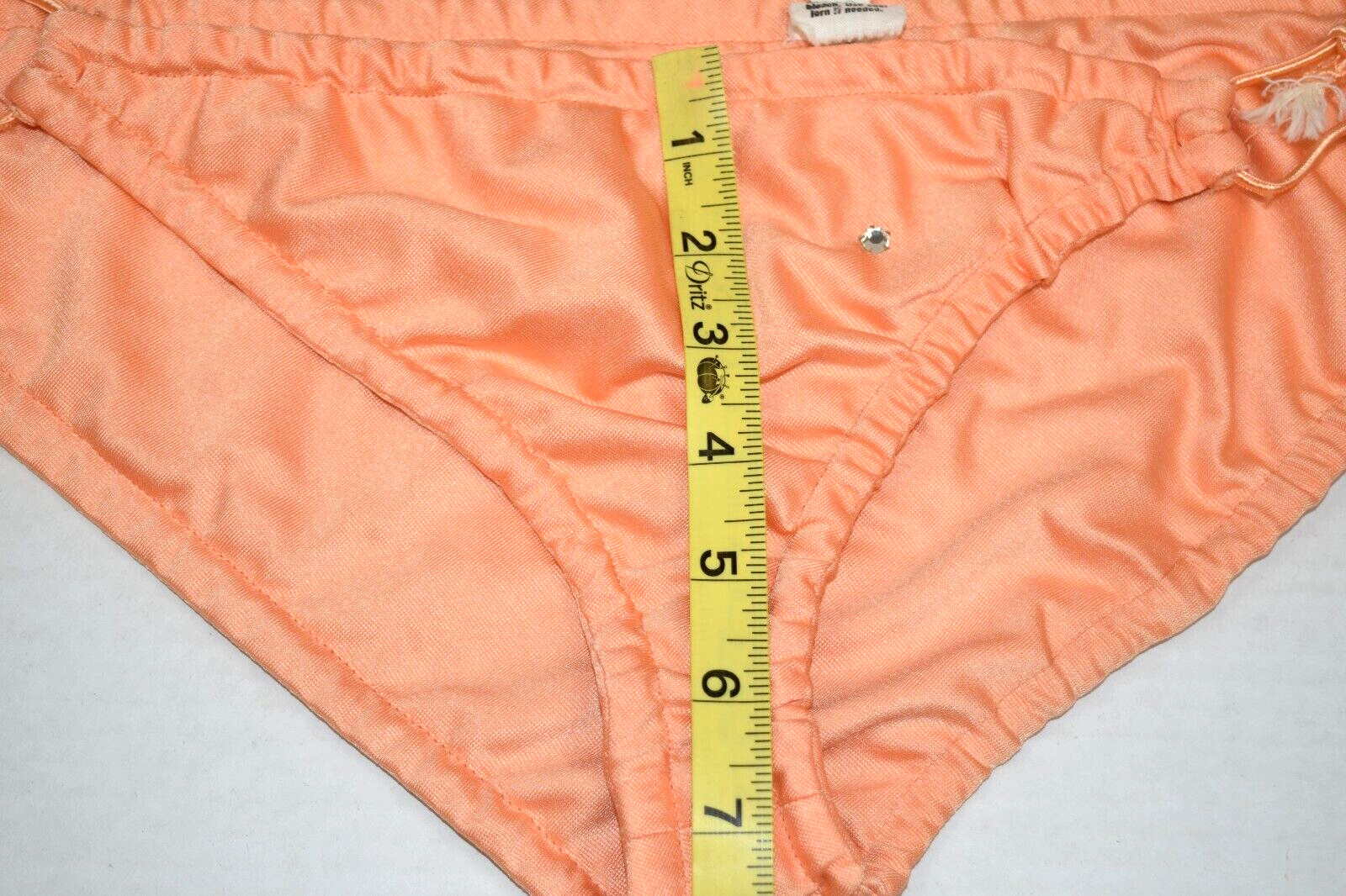 Vintage Shirt Bikini 3 Piece Set Size S/M 70s Melon Orange Bedazzled Silky