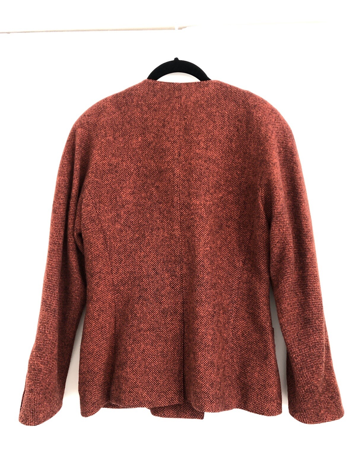 Vintage Red Black Tweed Jacket Blazer Cardigan Double Breasted by Escada 34 XS