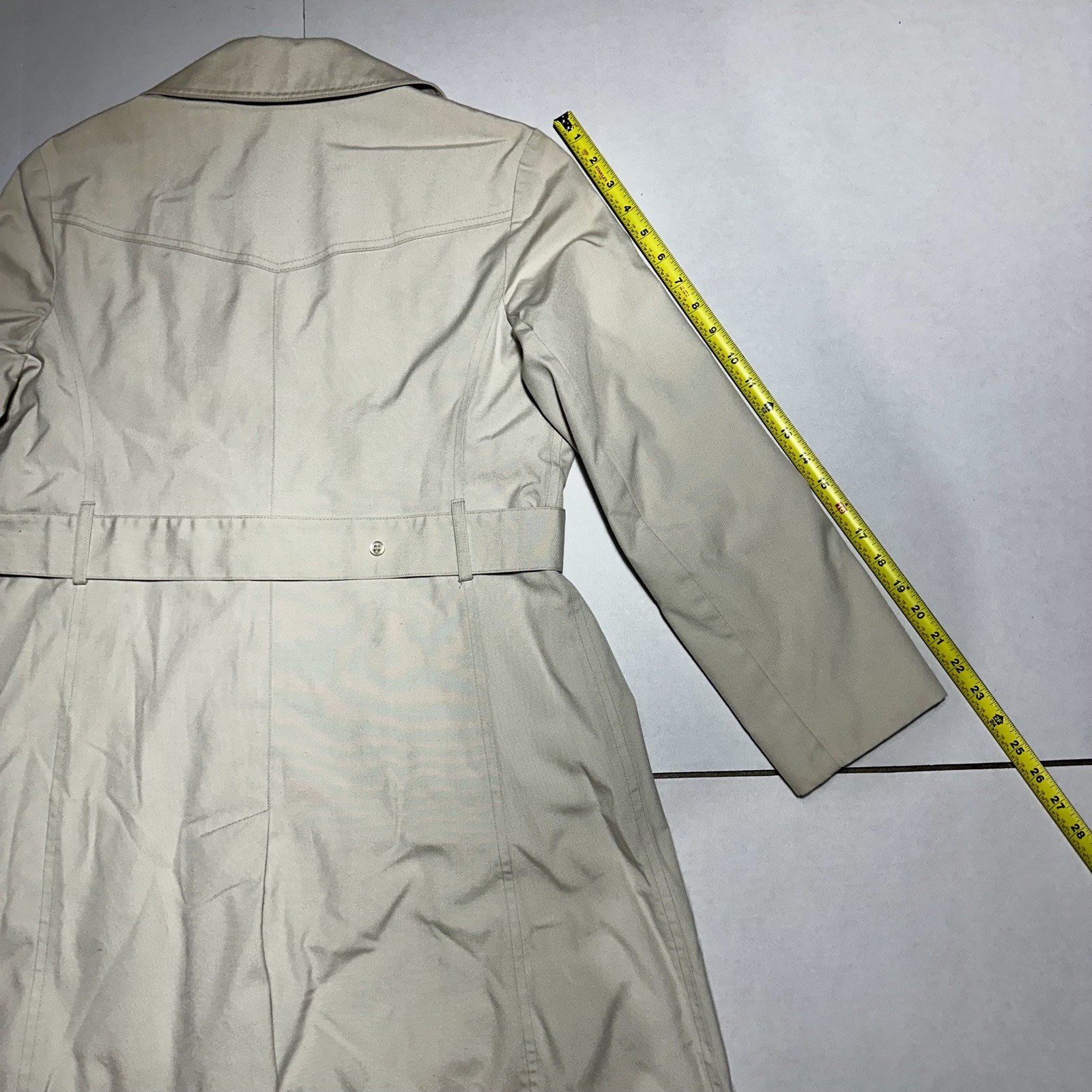 London Fog Maincoats VTG Women’s Long Beige Rain Trench Coat w/Belt Size 12 Reg