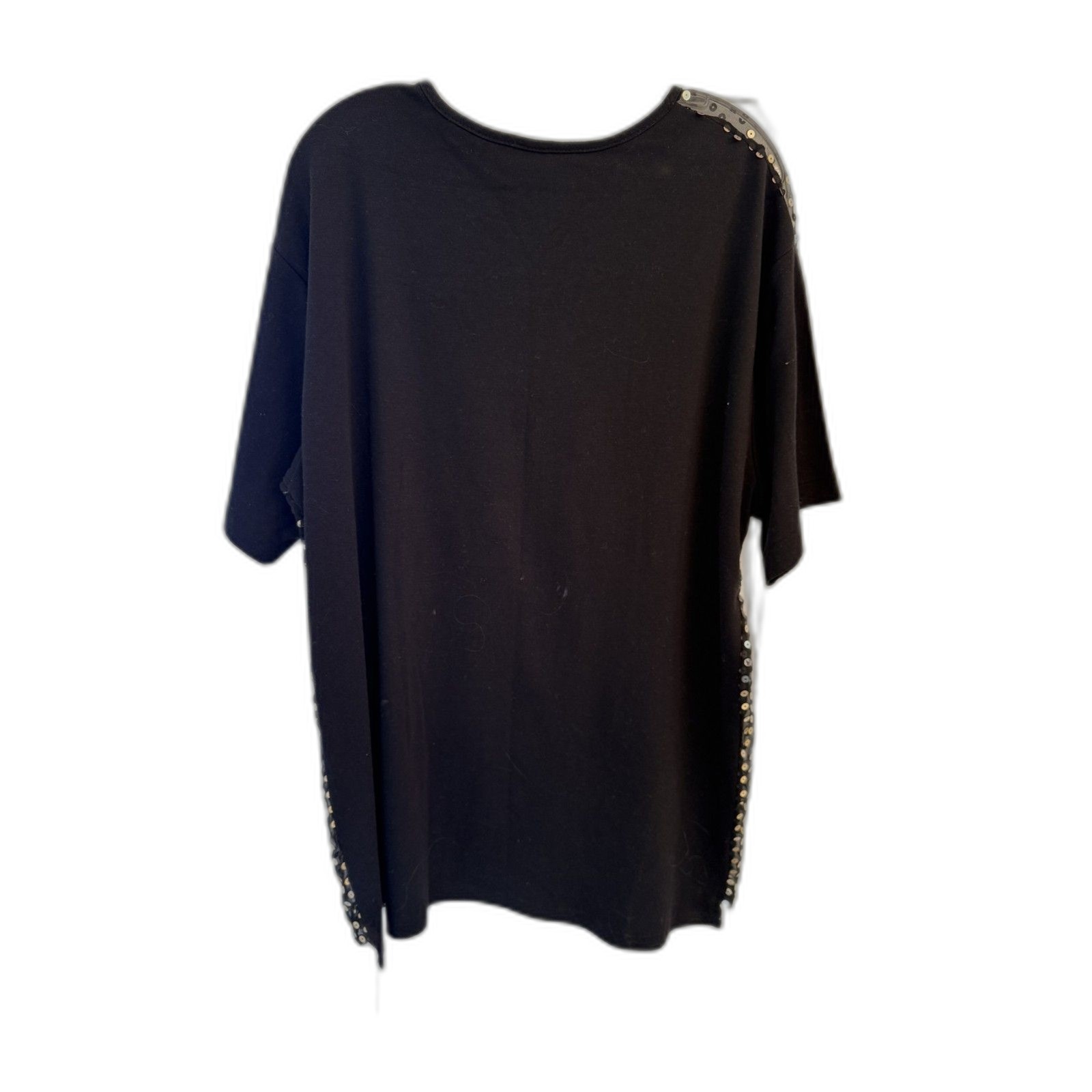 Sand & Dollars Black Sequin Statement Top Size Large Party Festive USA Made