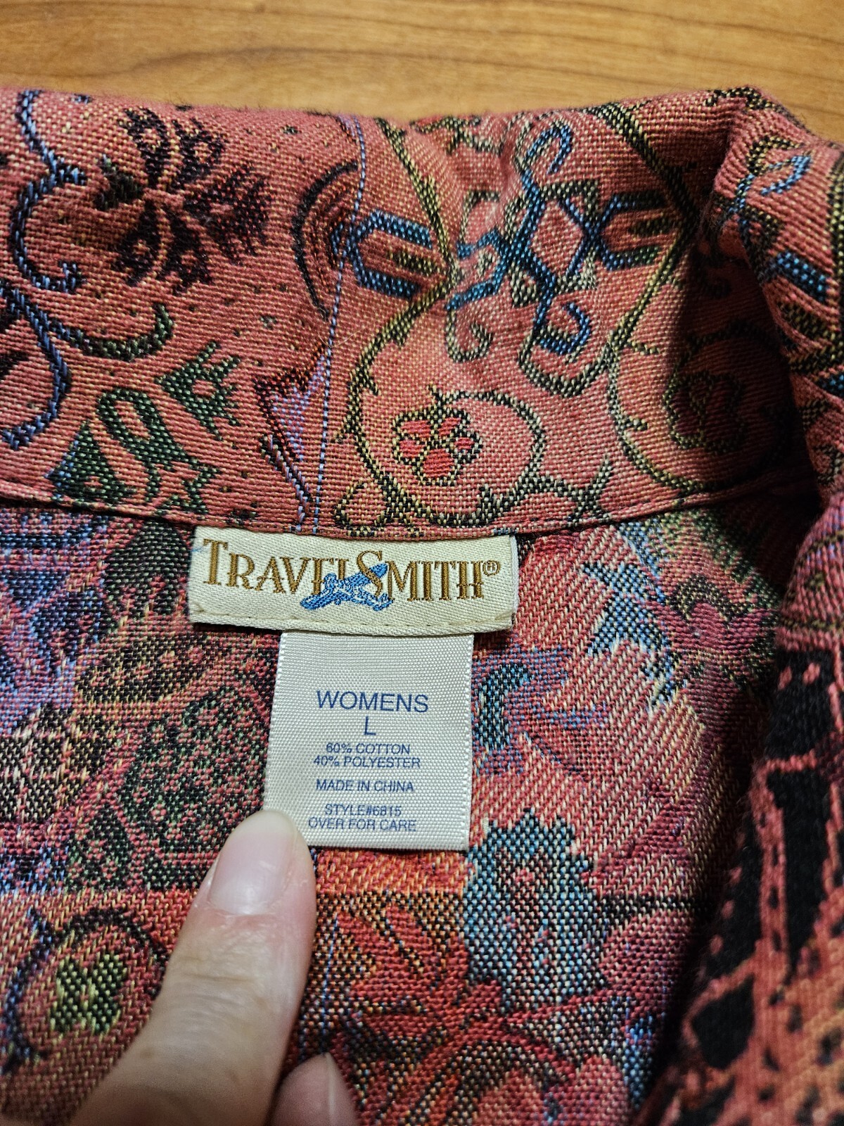 TravelSmith Sz Large Vintage Womens Multicolor Tapestry Jacket Boho Floral