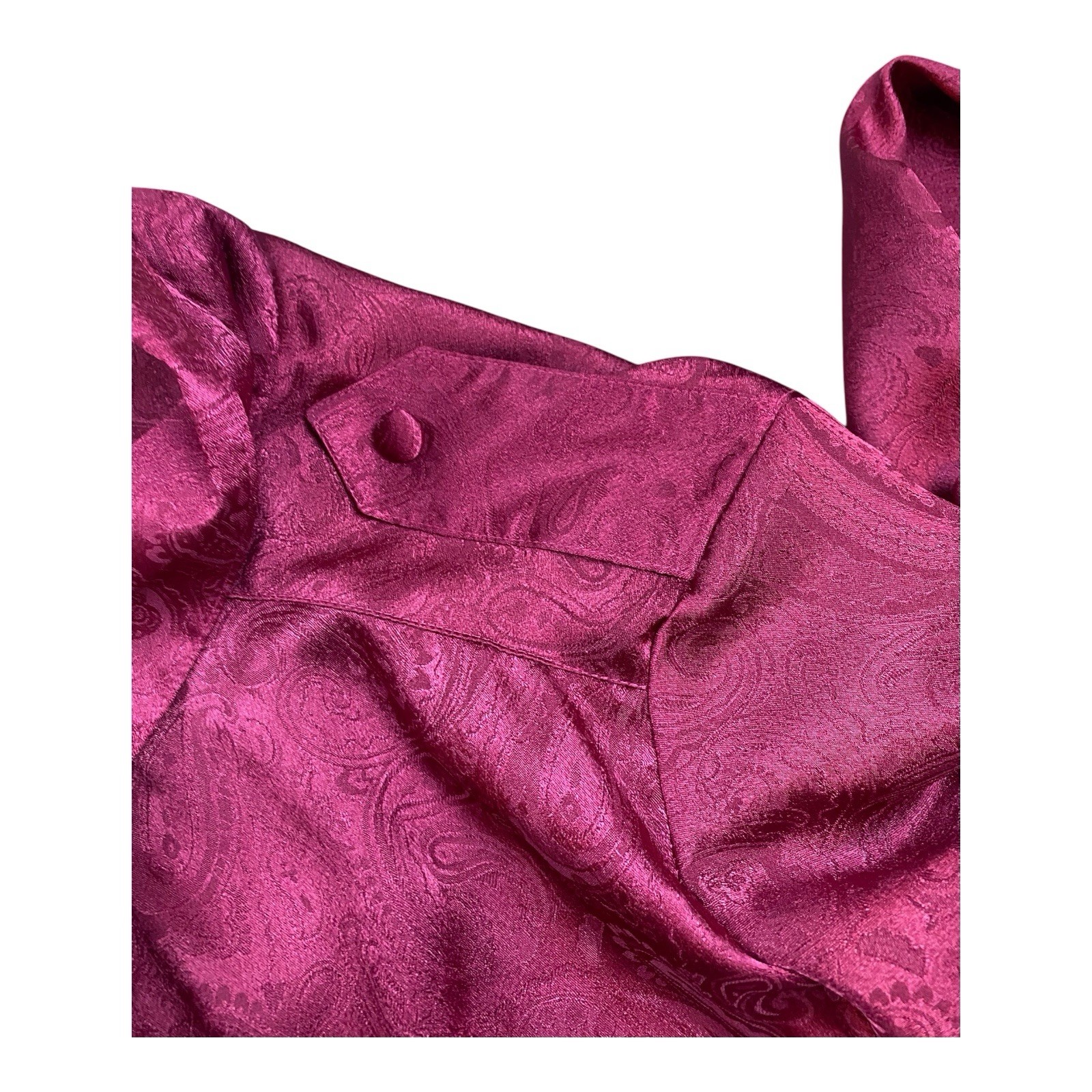VTG 80s Impromptu Maroon Paisley Pleated Maxi Dress Size 7/8 SMALL Long Sleeve