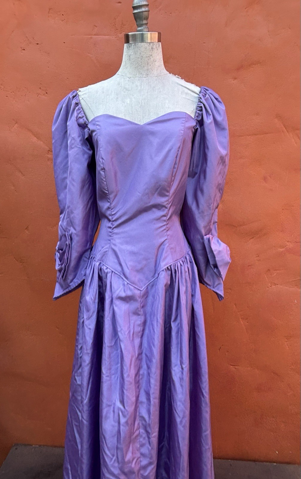 Vintage 1980s Lavender Bow Maxi Prom Dress. Evening Party Cocktail Formal Dress