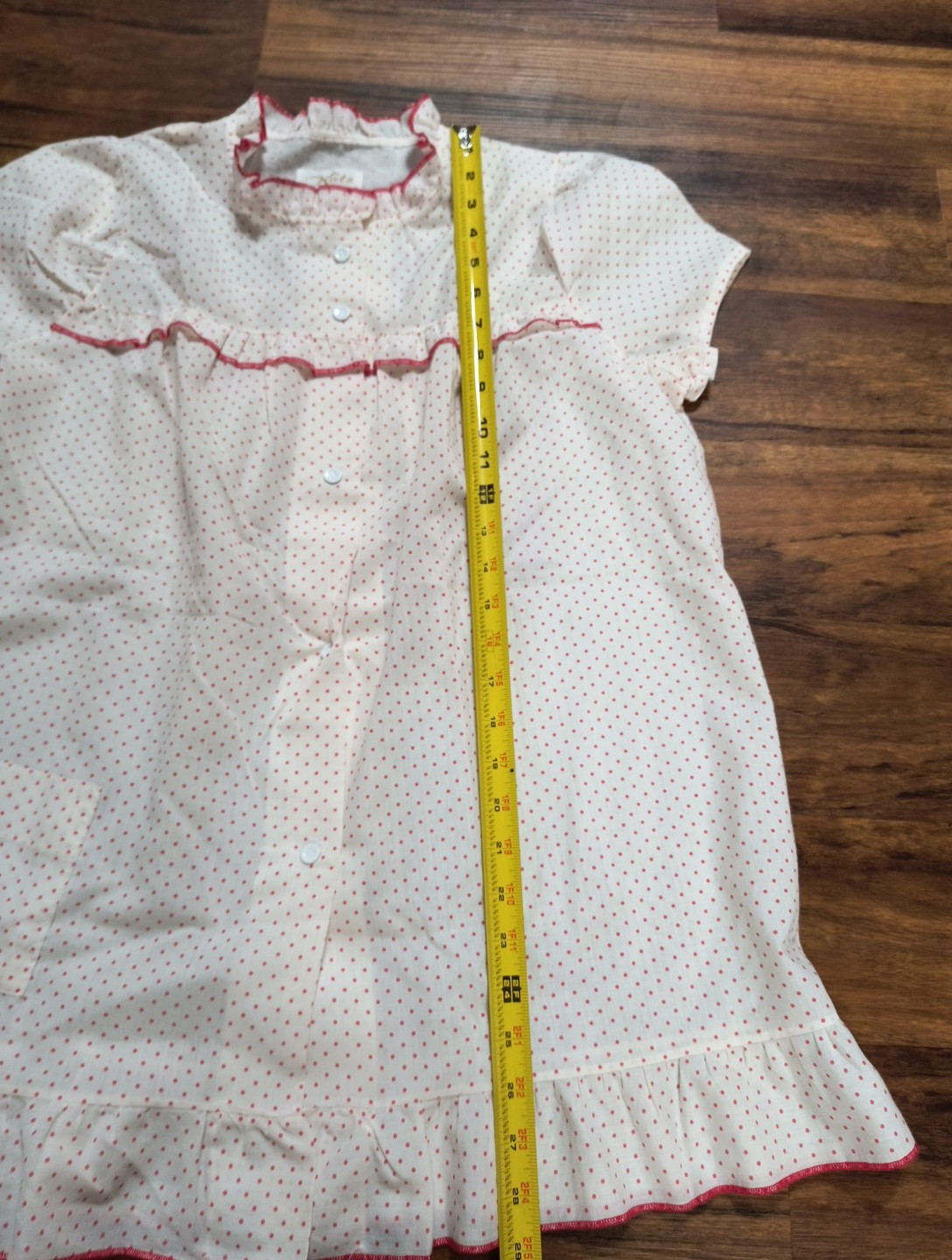 Vintage Katz Button Up White With Red Polka Dot Pajama Top Medium?