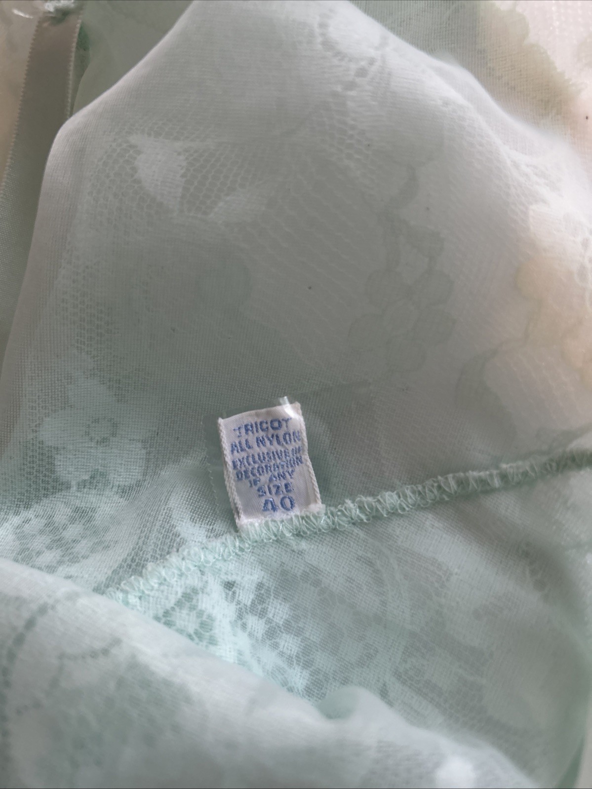 Vtg Vanity Fair Camisole Slip Size 40 Tricot Nylon Pale Green Perfect Condition!