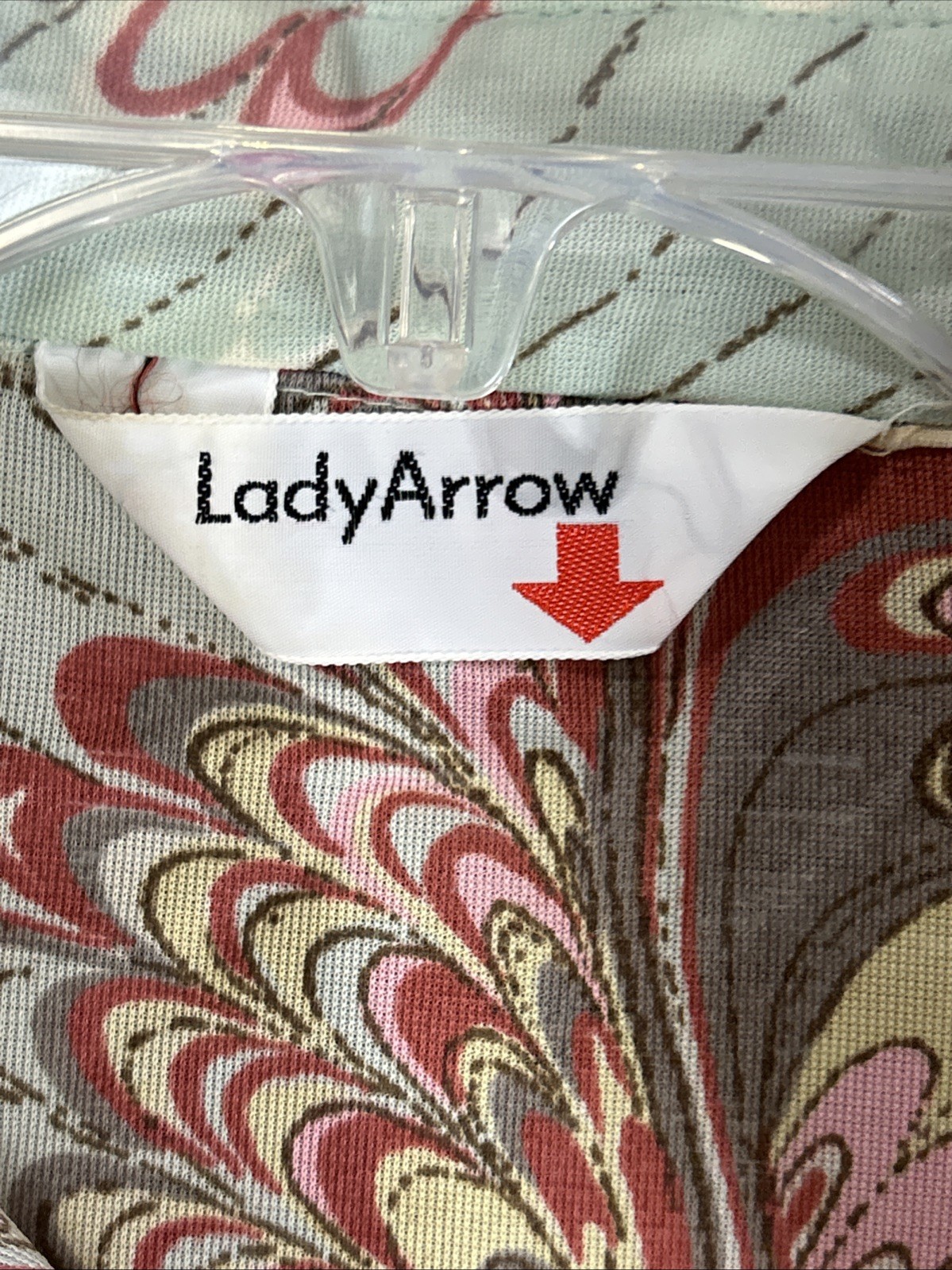 1970s Lady Arrow Multicolor Polyester Dagger Collar Shirt Disco Hippy 70’s