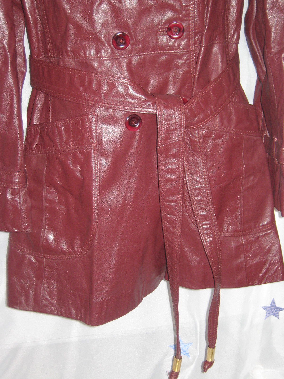 Stylish Vintage TFC Burgundy Leather Coat/Jacket Size 10 #CL15
