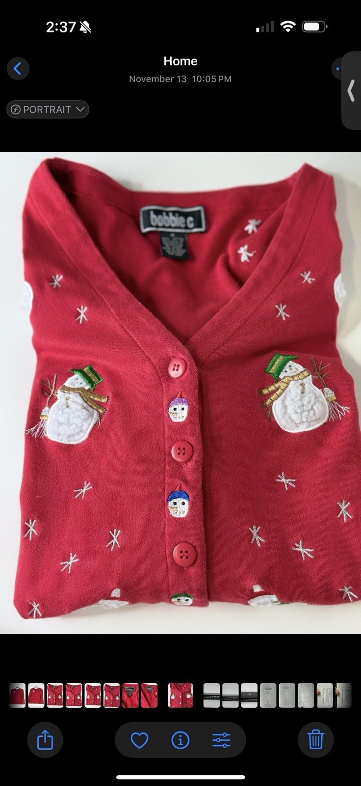 Vintage Y2K BC Snowman Embroidered Christmas Cardigan Sweater, Medium ,Holiday
