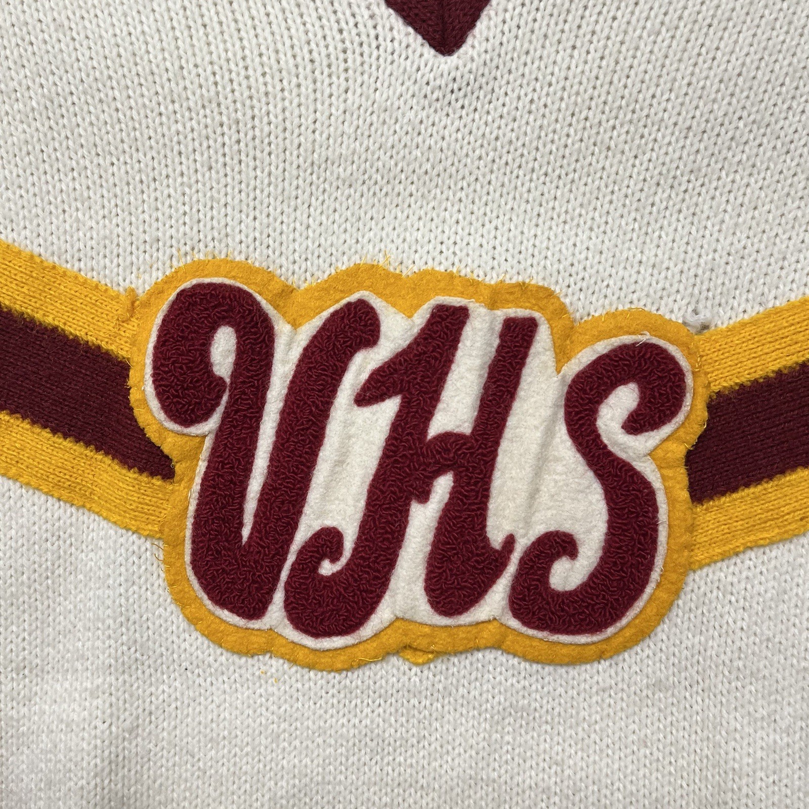 Vtg 70’s Cheerleader Sweater Womens S Varsity Logan Knitting Mills Orlon Acrylic