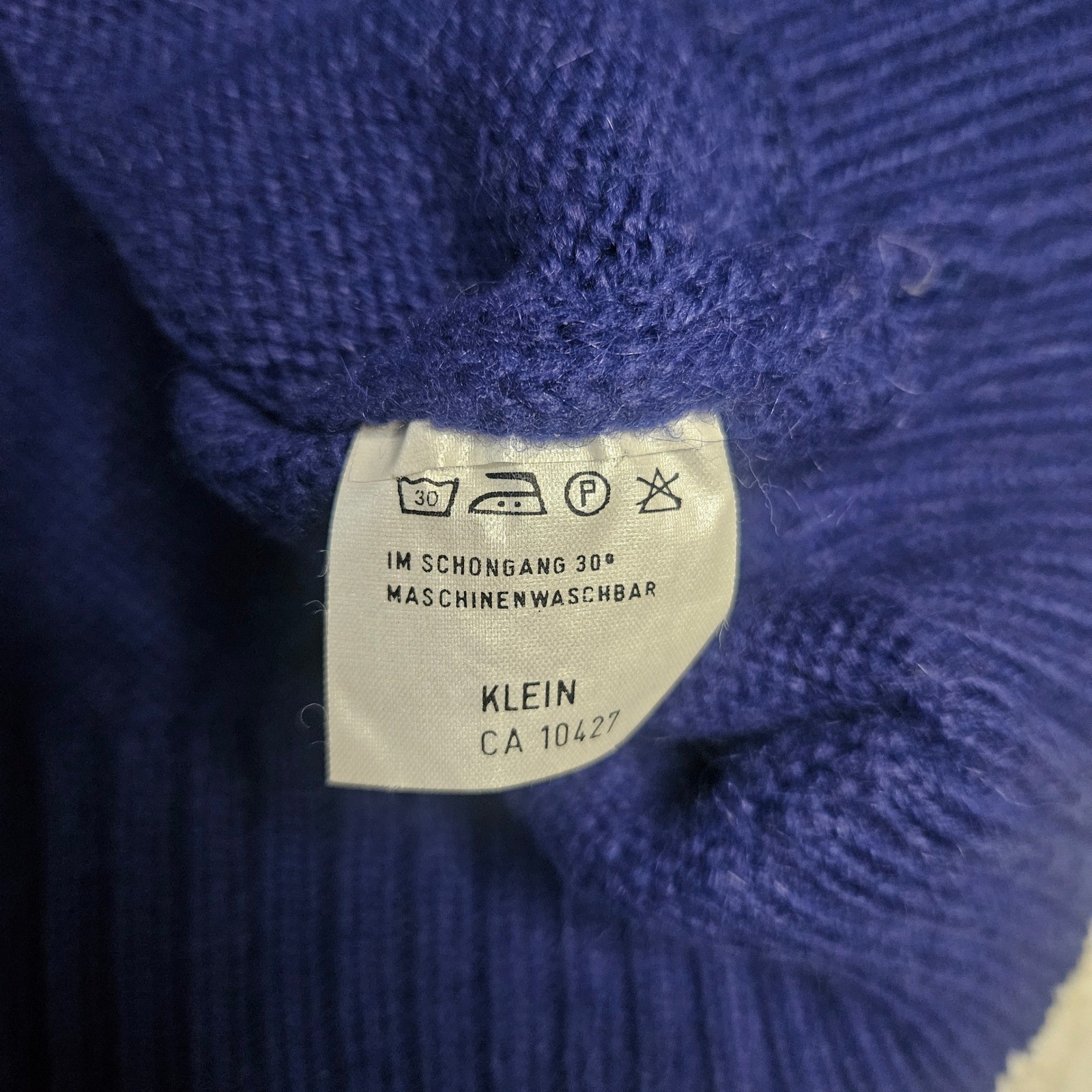 Bleyle Vintage Blue Virgin Wool Blend V-Neck Cable Knit Sweater Made in Italy