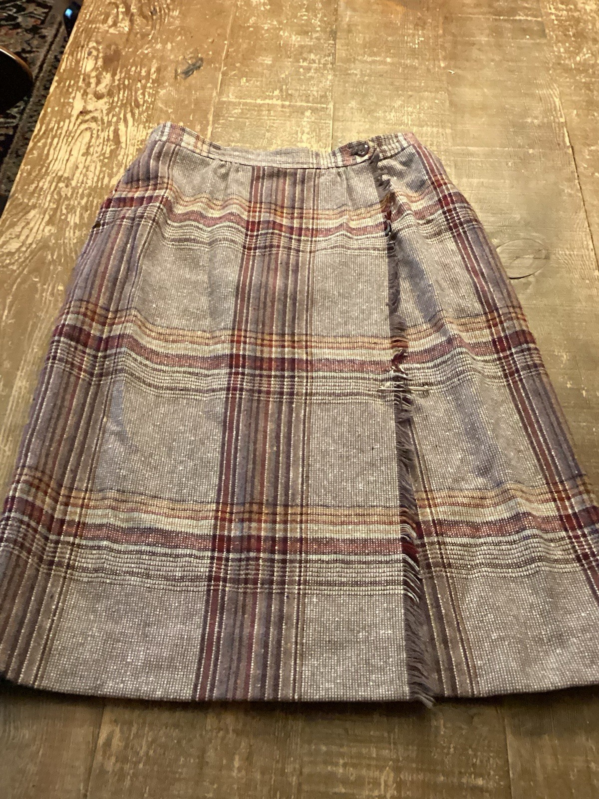 Vintage College Town Union Made Wool Blend Skirt Brown Plaid Size XS USA