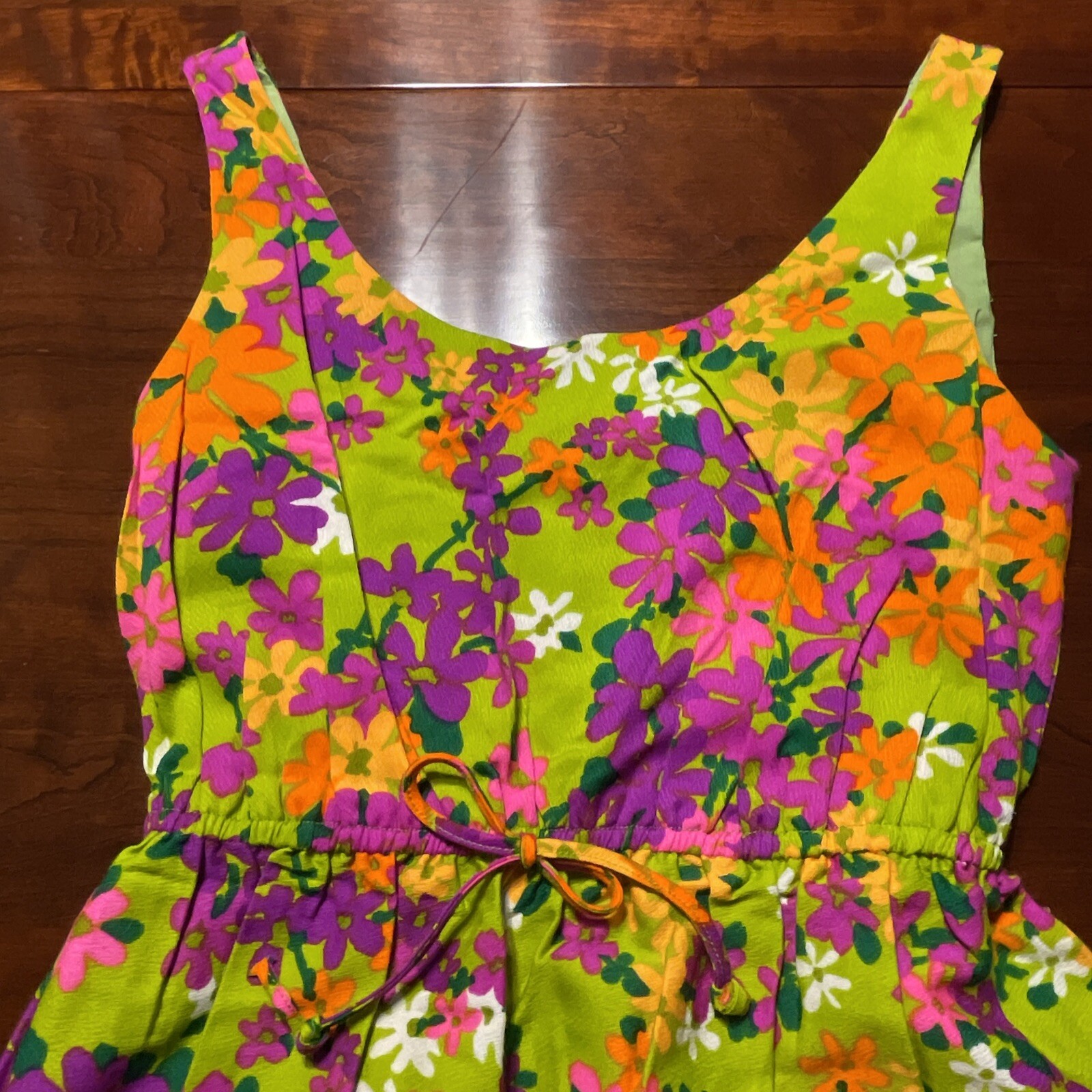 Vintage 60s 70s Sun Fashions of Hawaii Honolulu Floral Colorful Maxi Dress 10