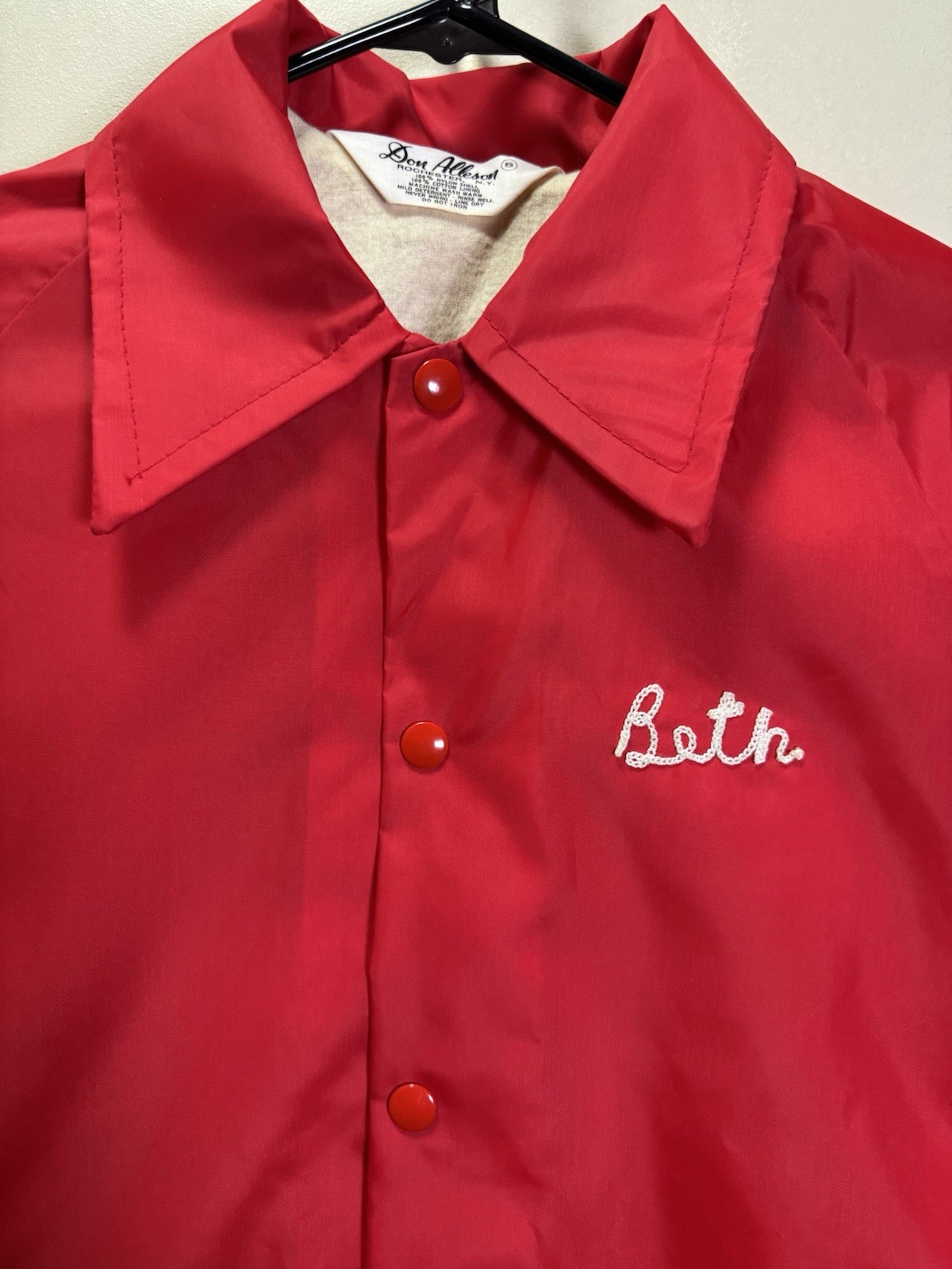 LARGE 70s Vintage Beth Embroidered Name Ed’s Hideaway Coach’s Style Jacket