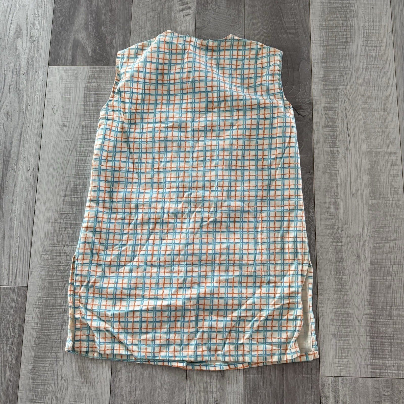VTG 1960s Check Button Front Sleeveless Blouse Plaid Vest