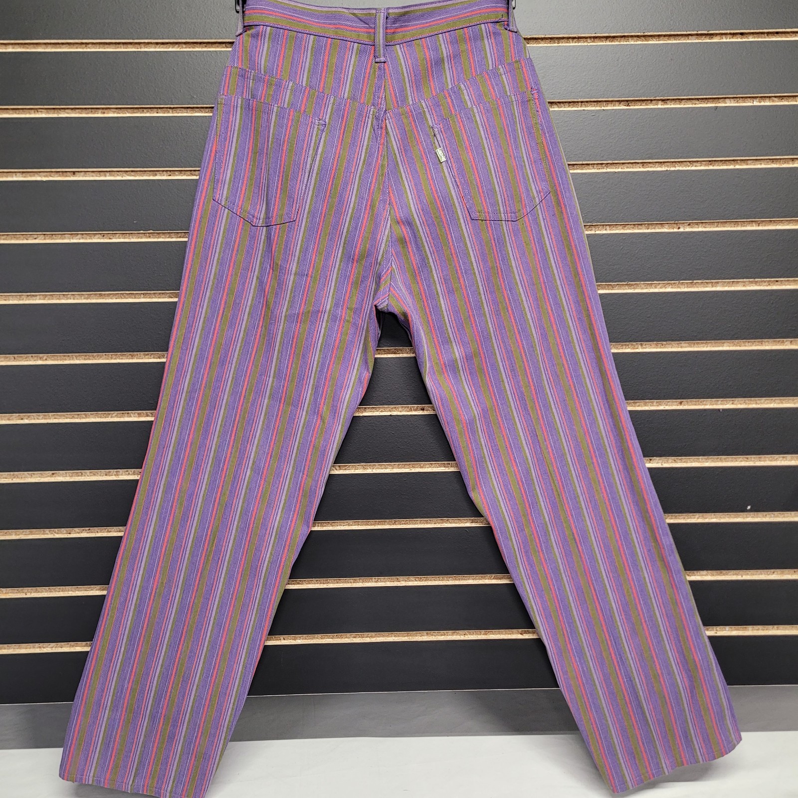Vintage Levis For Gals Sta-Prest Pants Striped 70s Snap Button 26X32 Rare