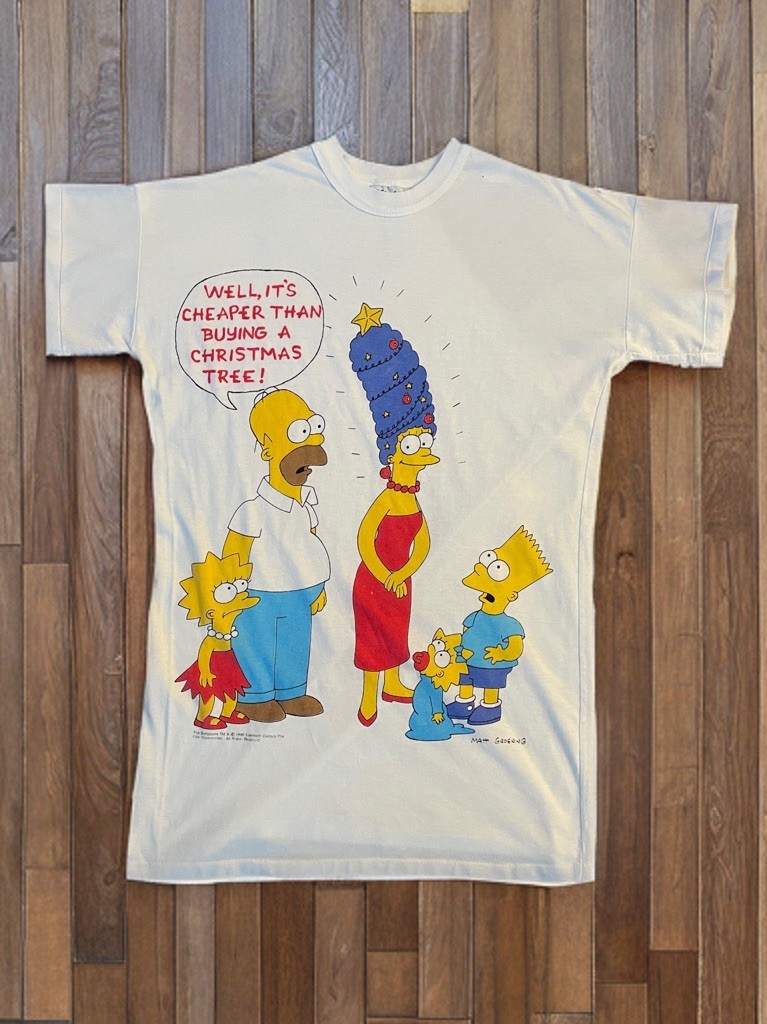 Vintage 1990 SINGLE STITCH The Simpsons Flirts Christmas Graphic T Shirt RARE