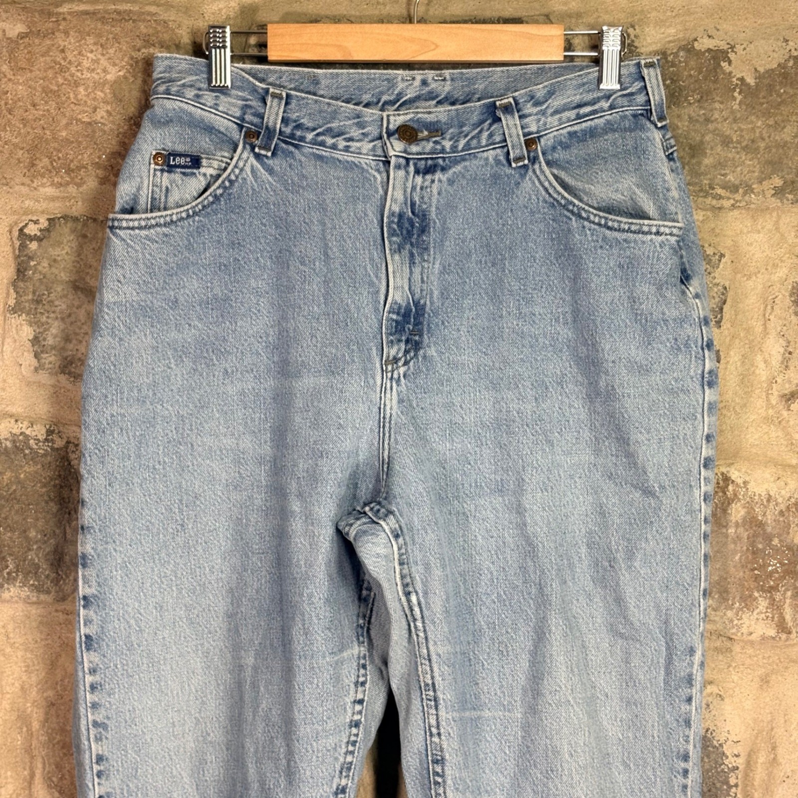 Lee Original Vintage 90s High Rise Light Wash Tapered Mom Jeans Blue Size 14M