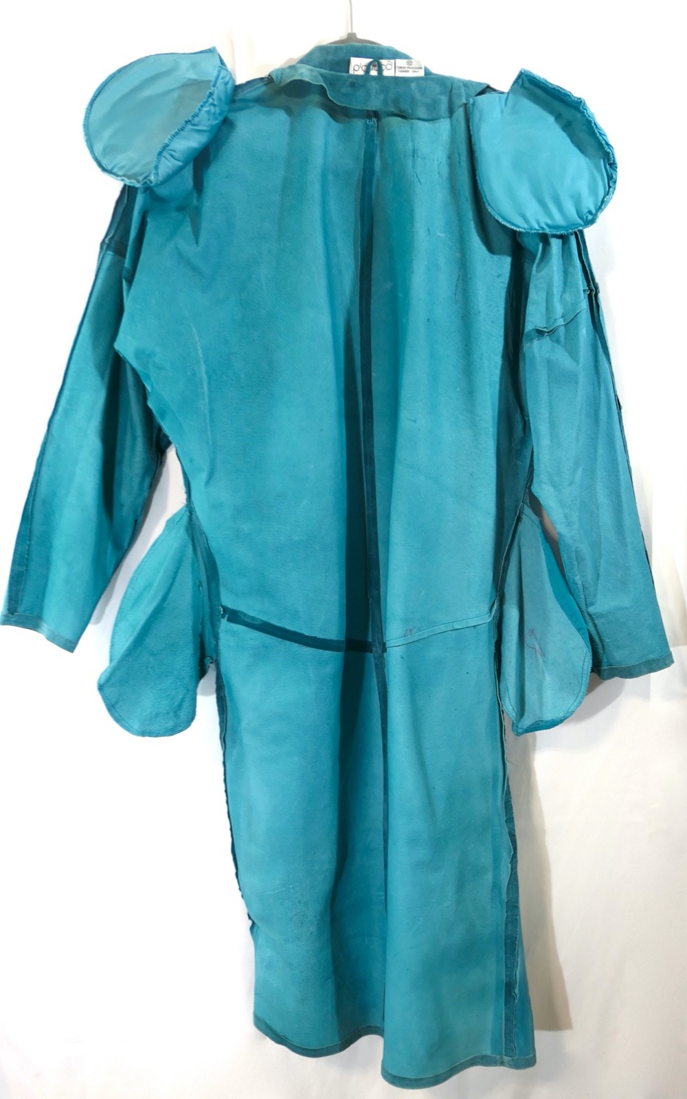 Vintage 80s pia rucci Turquoise Midi Suede Leather Duster Coat Jacket M w flaws
