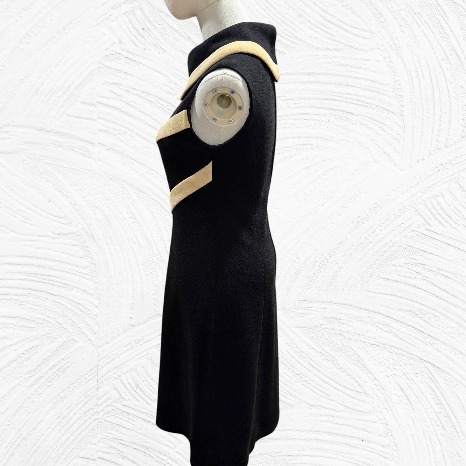 1960s LILLI ANN Knit Black Cream Chevron Dress W/Matching Jacket 2/4(read) *flaw