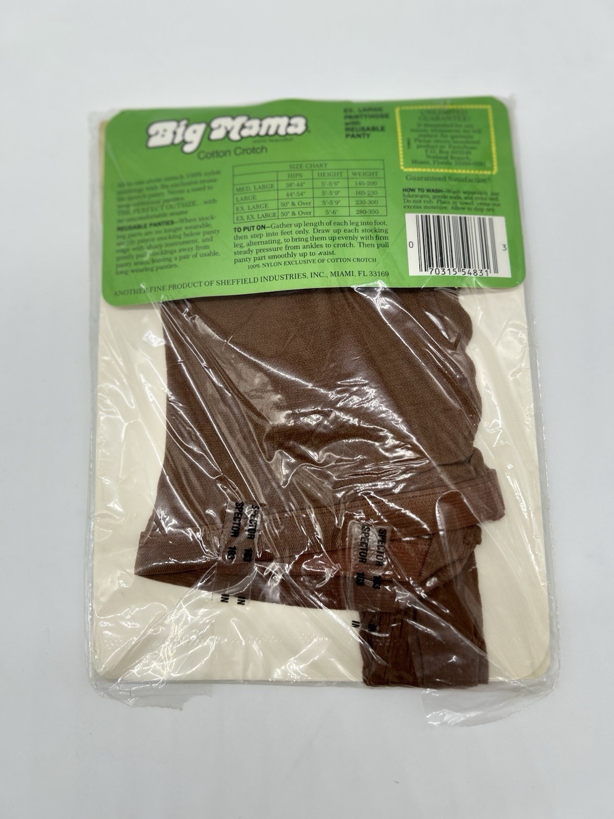 Big Mama Pantyhose Queen XL Suntan NOS Sealed Plus Size Control Top