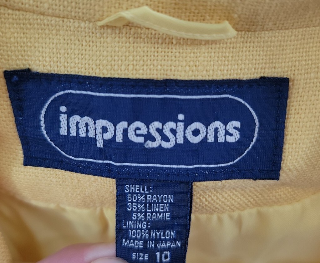 Vintage Impressions Women’s Size 10 Yellow Blazer Jacket 80s VTG
