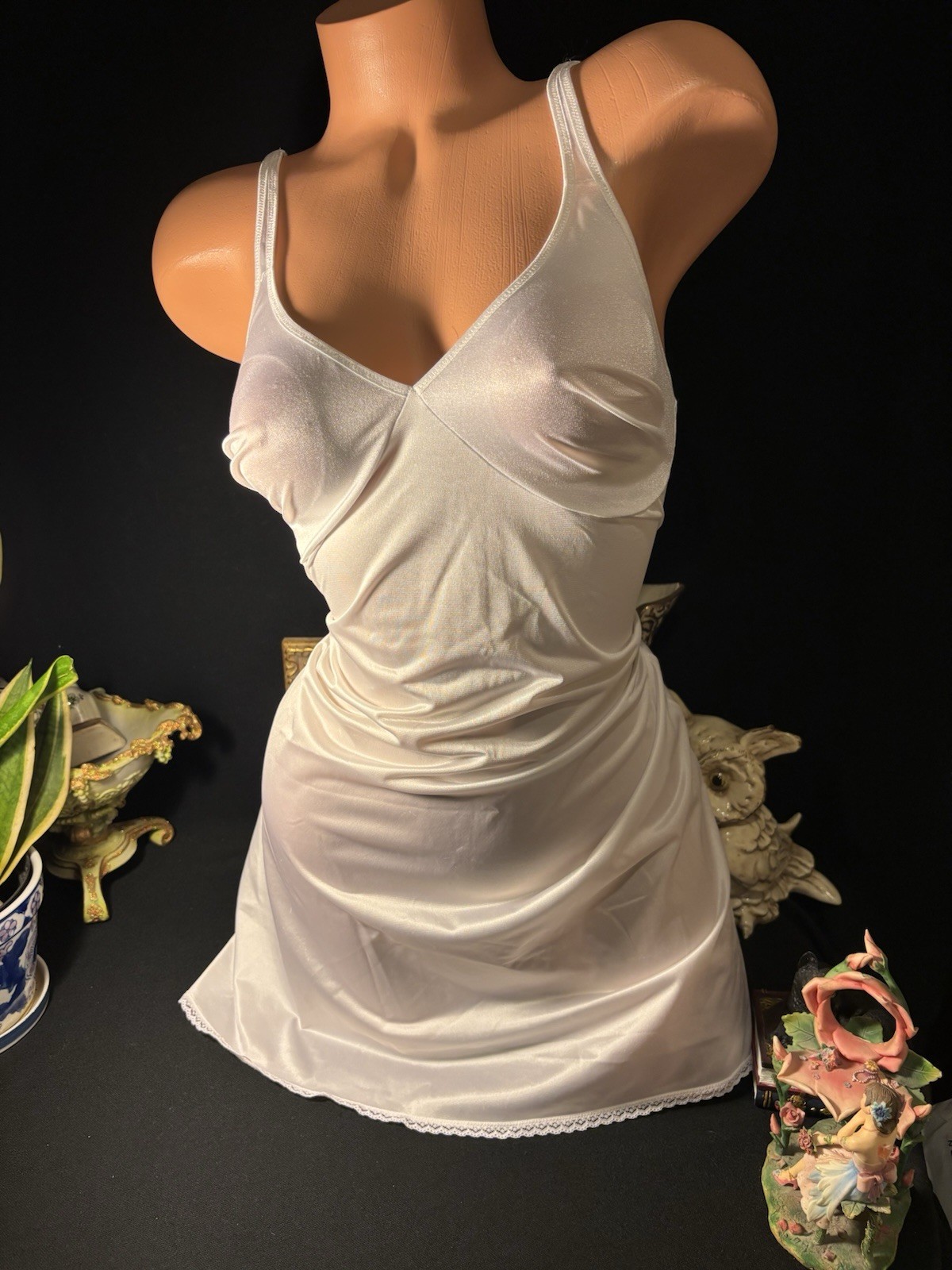Vtg Silky Soft BODYSILK Nylon Dress Gown Nightgown Negligee Spandex Dress shiny