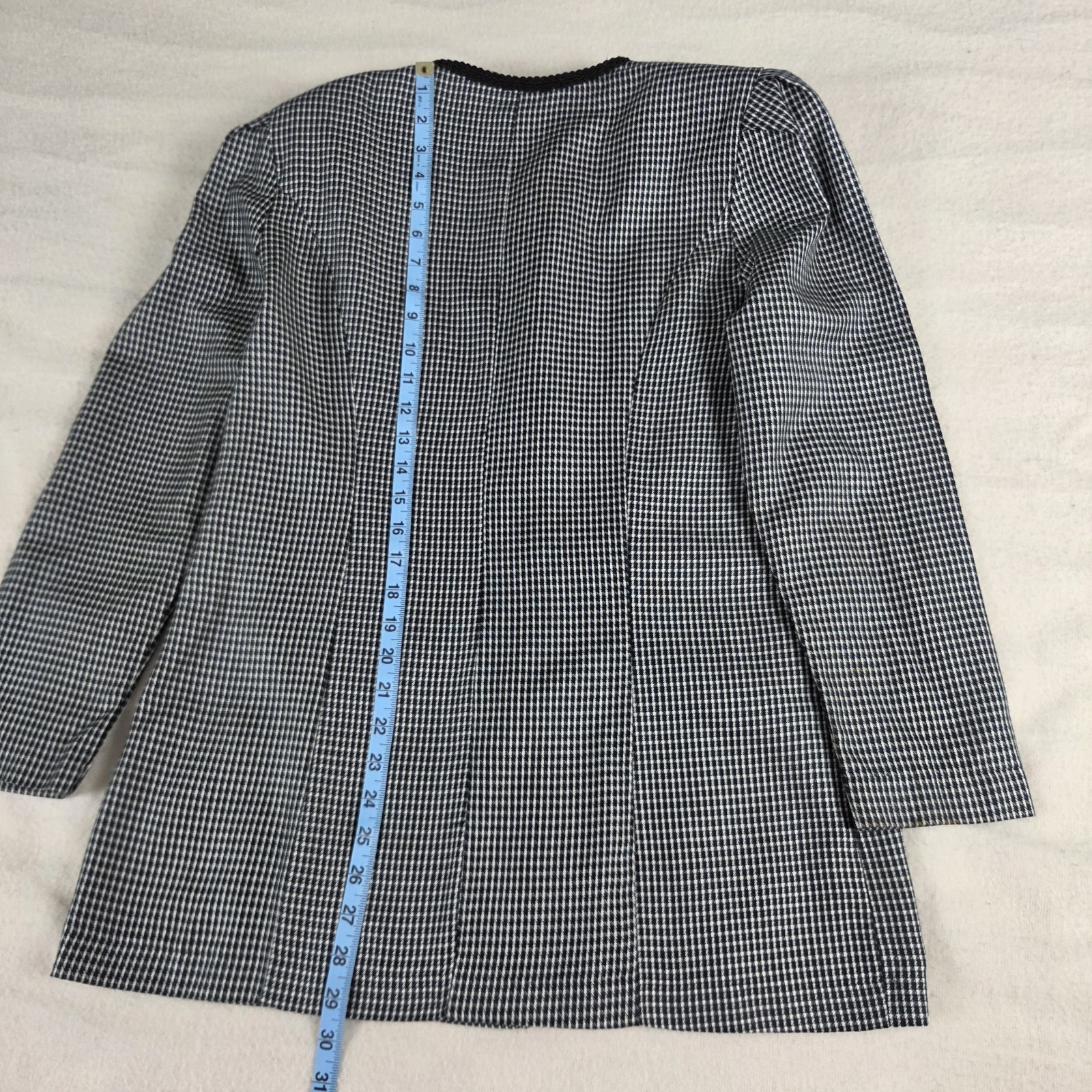 Vtg Separate Issue Black & White Houndstooth Blazer Jacket Pearl Button 11/12