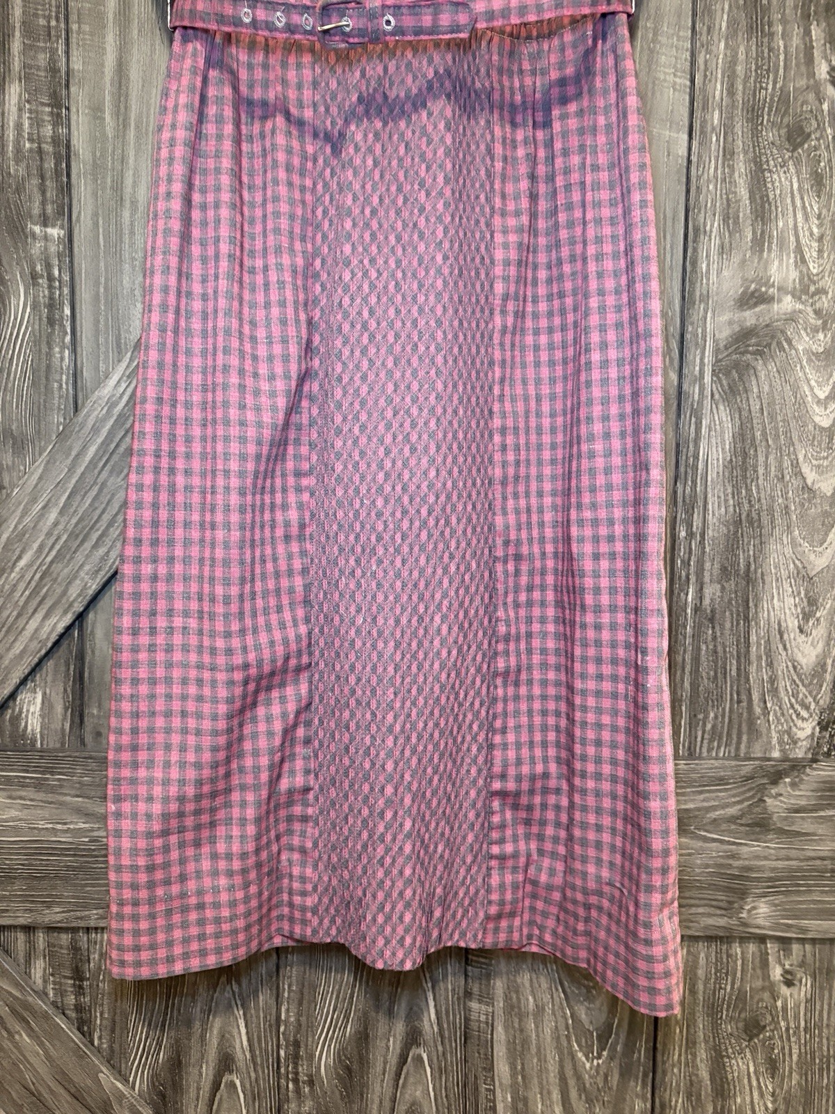 Union Made Vintage 60s Nancy Greer Dress Plaid Thin Belted Small Black Red