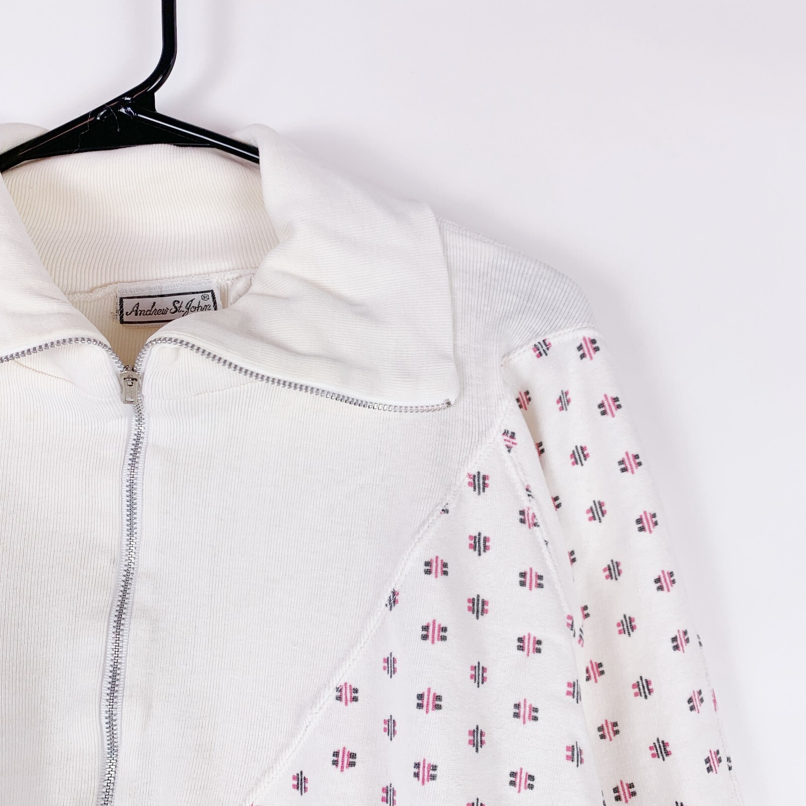 Vintage 90s Andrew St John Quarter Zip Collared 3/4 Sleeve Shirt Size Medium
