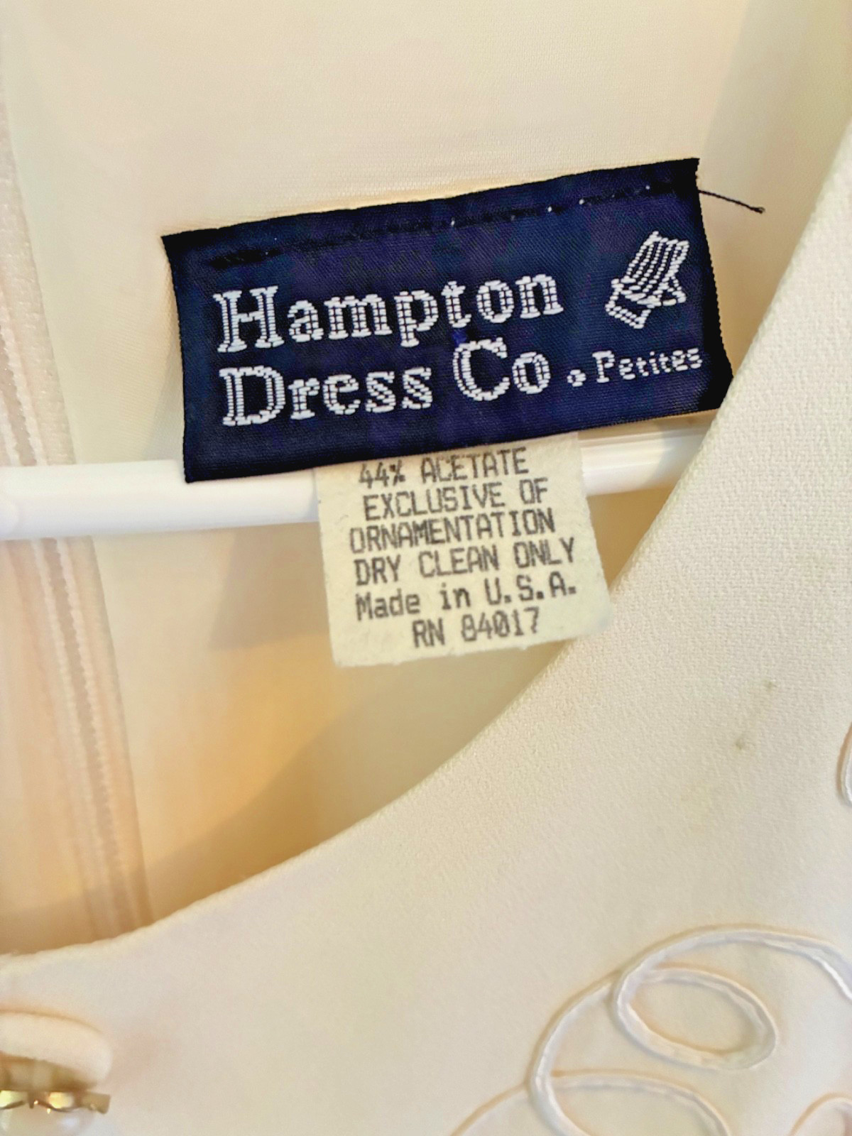 VTG Cream Dress Shoulder Pads Back Zipper Size 12 Career Cottagecore Coquette