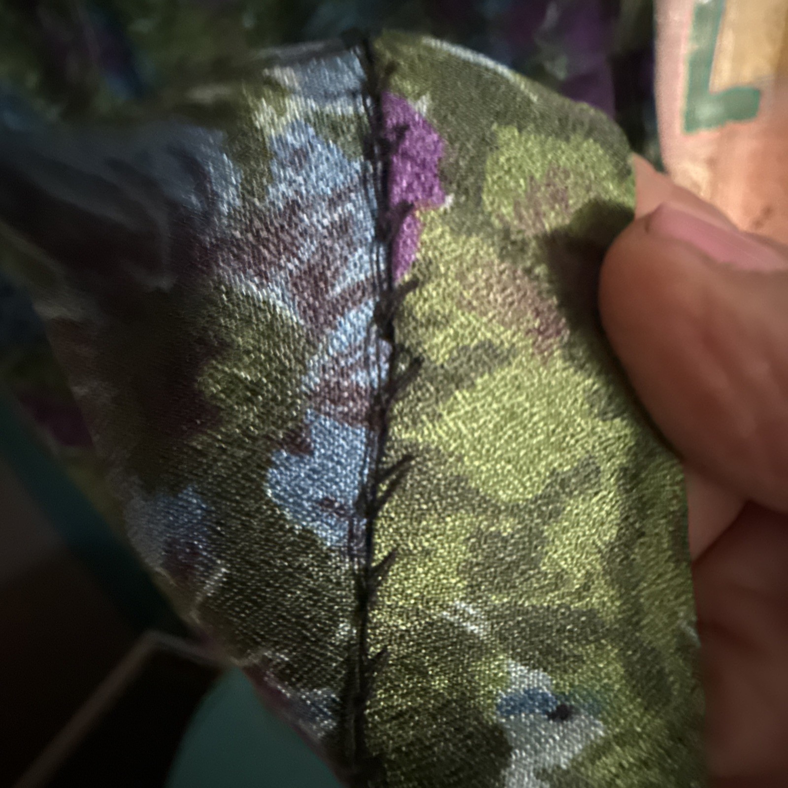 Vintage 1960’s NOS Deadstock Purple Blue and Green Floral Print Dress Large
