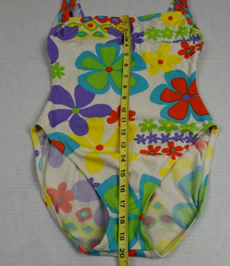Vintage Swimsuit Flower Power Size S/M 70s Vibrant Colors Full Coverage awesome